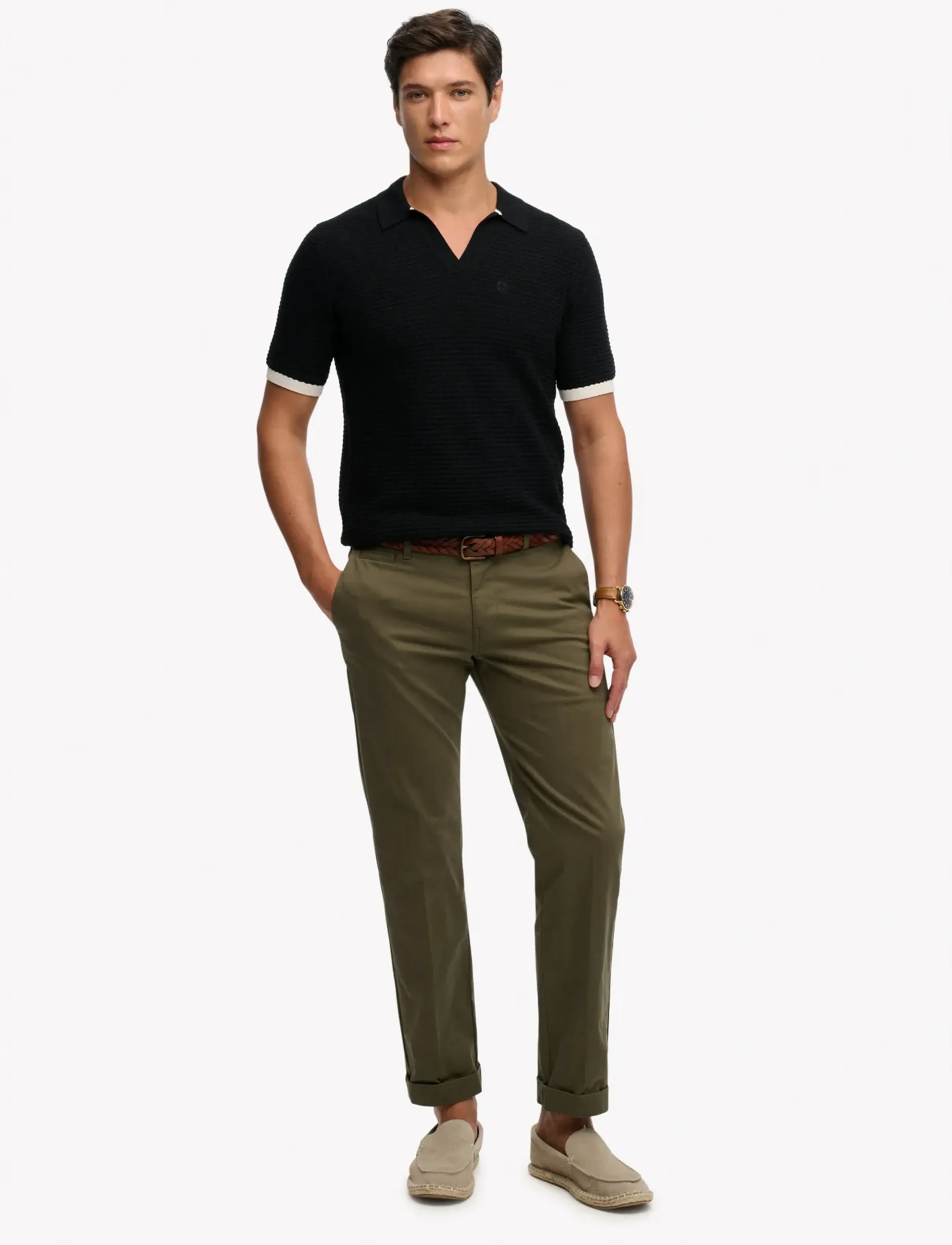 Superdry - JOHNNY COLLAR KNITTED POLO - knitted polos - black - 5
