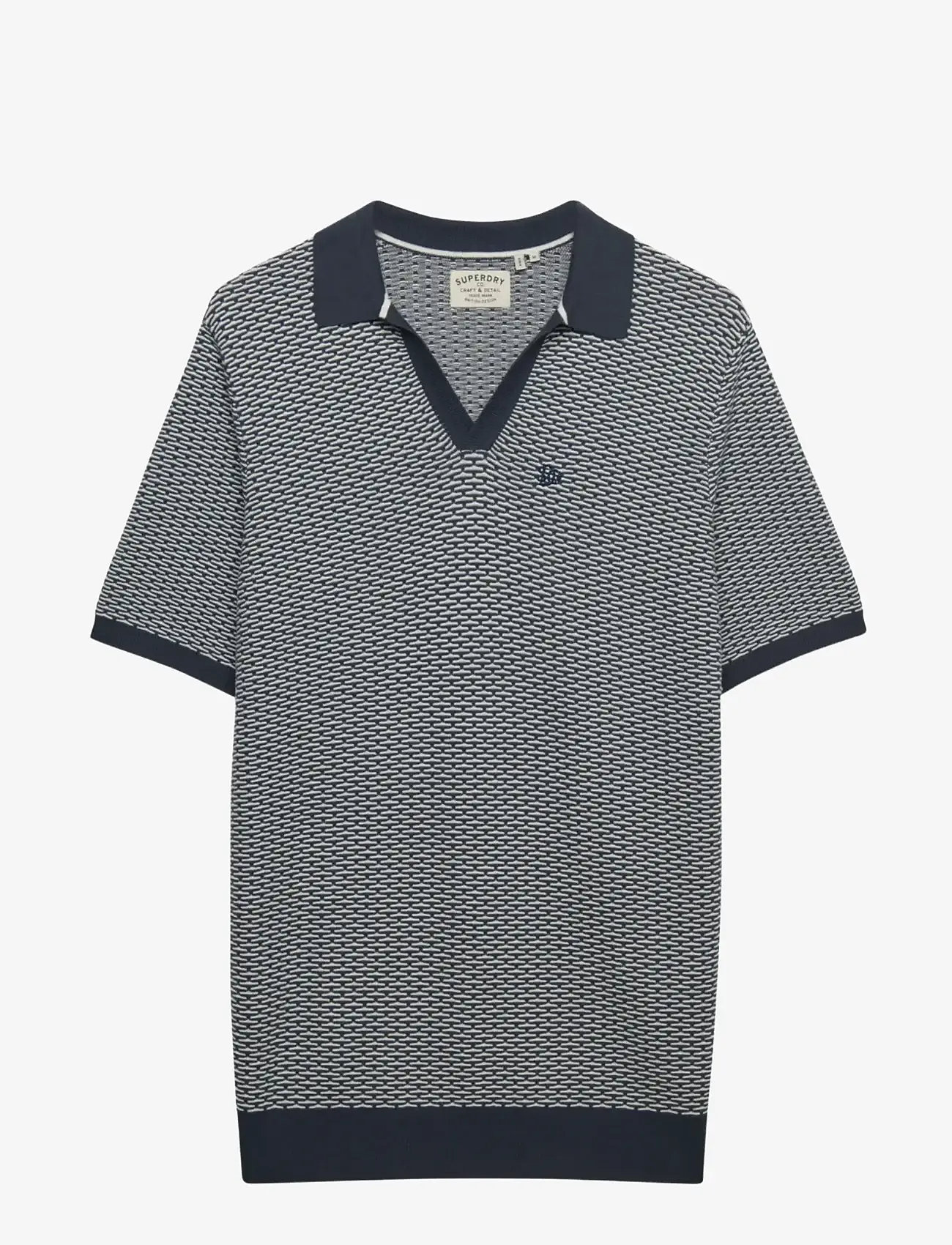 Superdry - JOHNNY COLLAR KNITTED POLO - gestrickte polohemden - stormy navy jacquard - 1