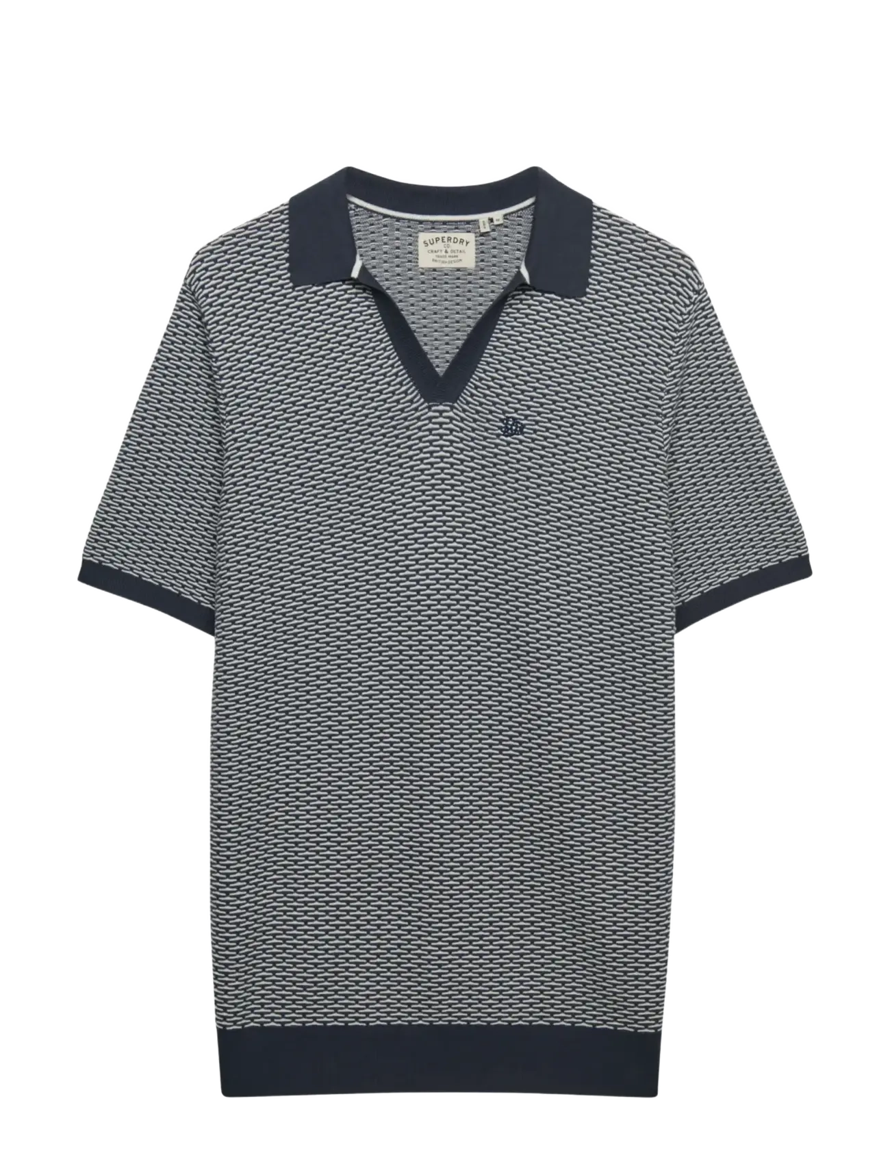 Superdry JOHNNY COLLAR KNITTED POLO - Kleidung - STORMY NAVY JACQUARD / navy