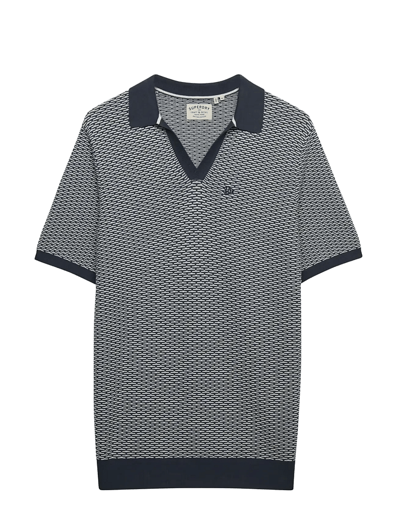 Superdry - JOHNNY COLLAR KNITTED POLO - gestrickte polohemden - stormy navy jacquard - 1