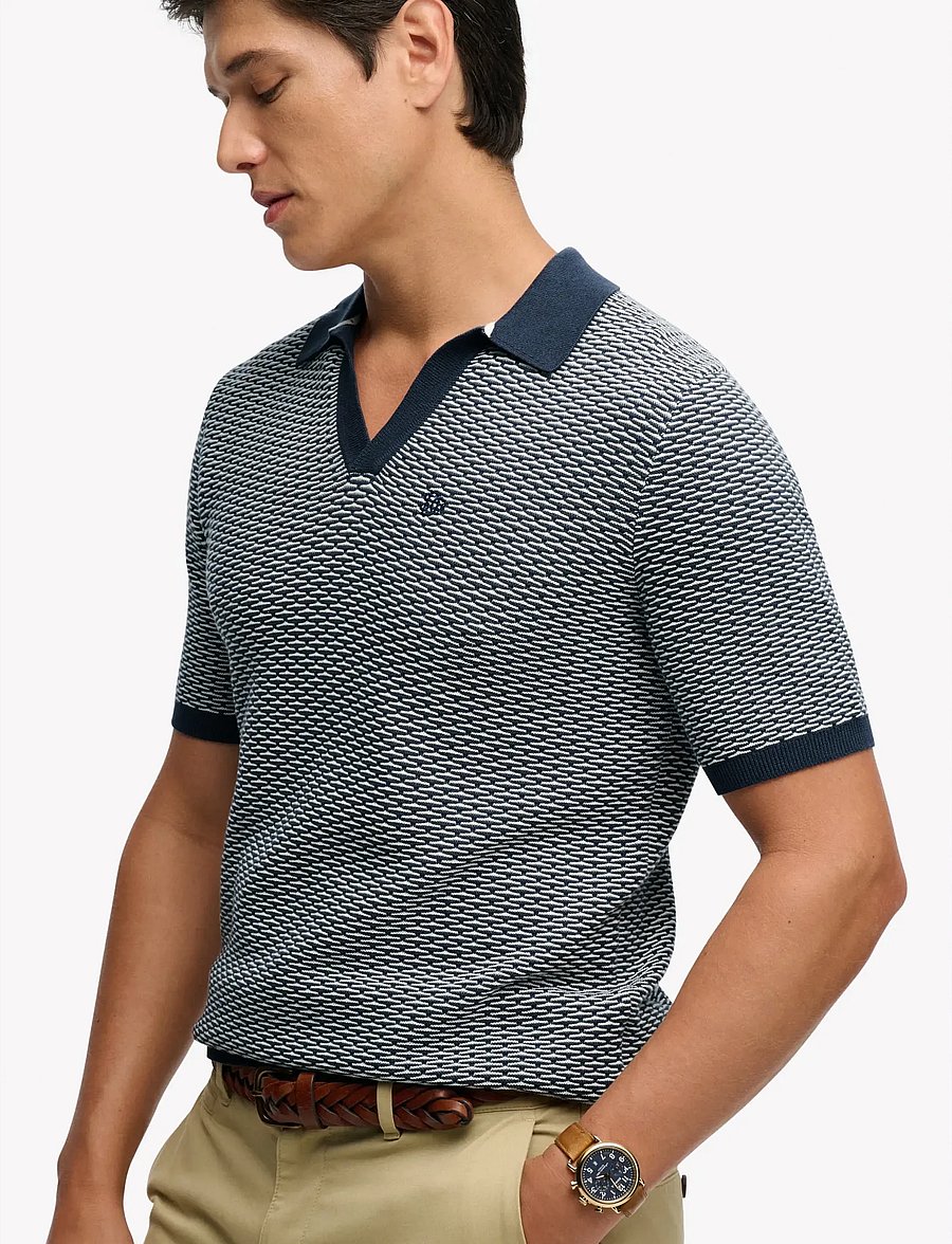 Superdry - JOHNNY COLLAR KNITTED POLO - stickade pikéer - stormy navy jacquard - 3