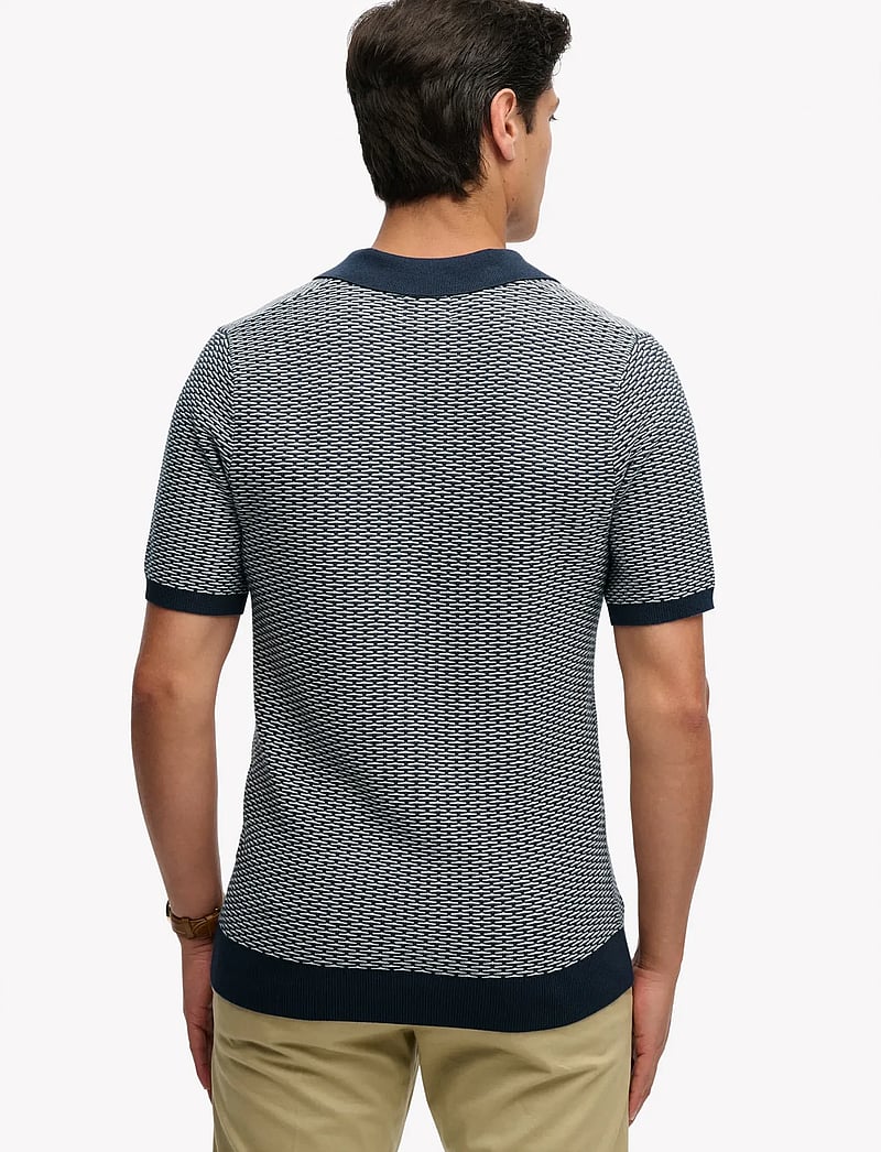 Superdry - JOHNNY COLLAR KNITTED POLO - gestrickte polohemden - stormy navy jacquard - 5