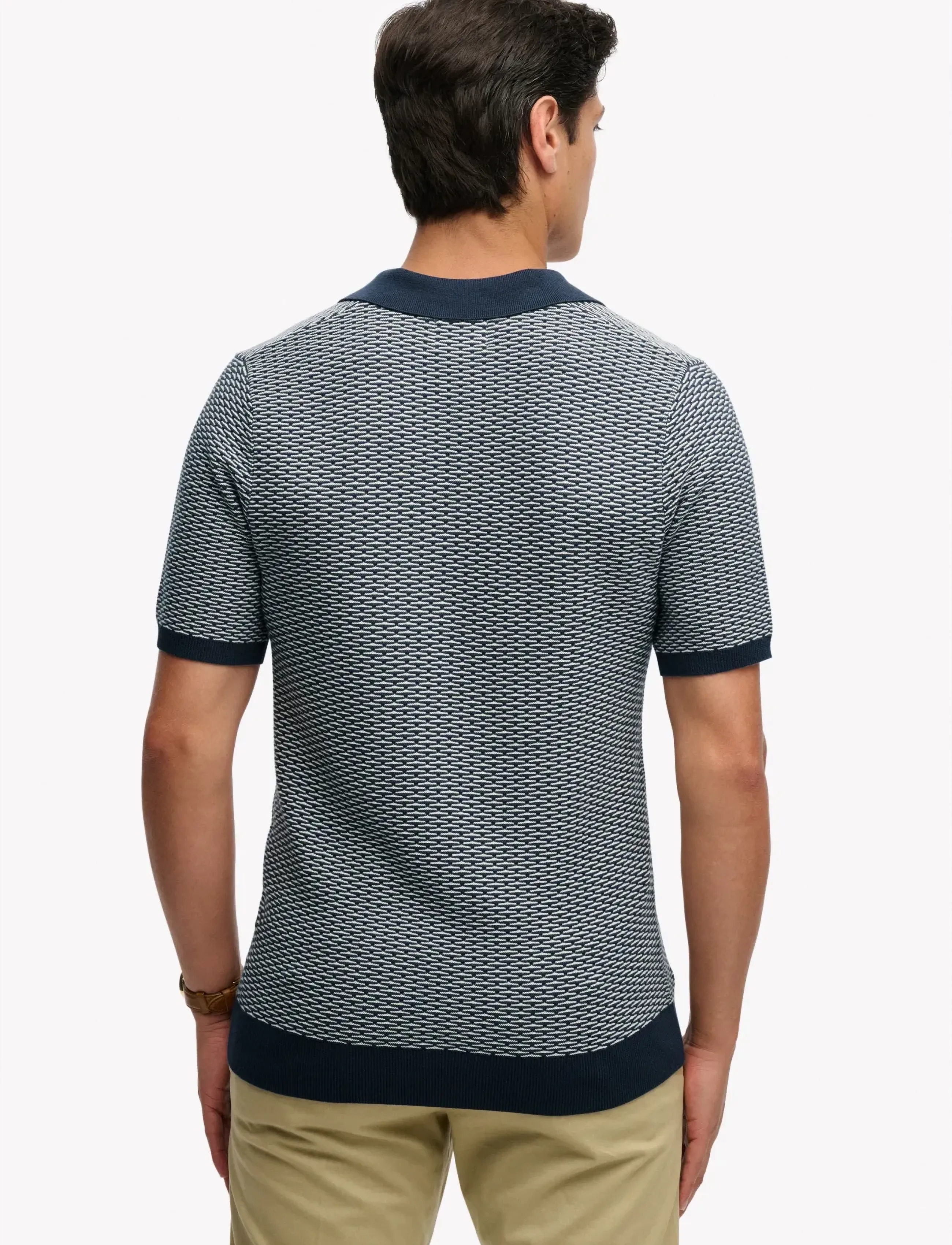 Superdry - JOHNNY COLLAR KNITTED POLO - kortærmede poloer - stormy navy jacquard - 5