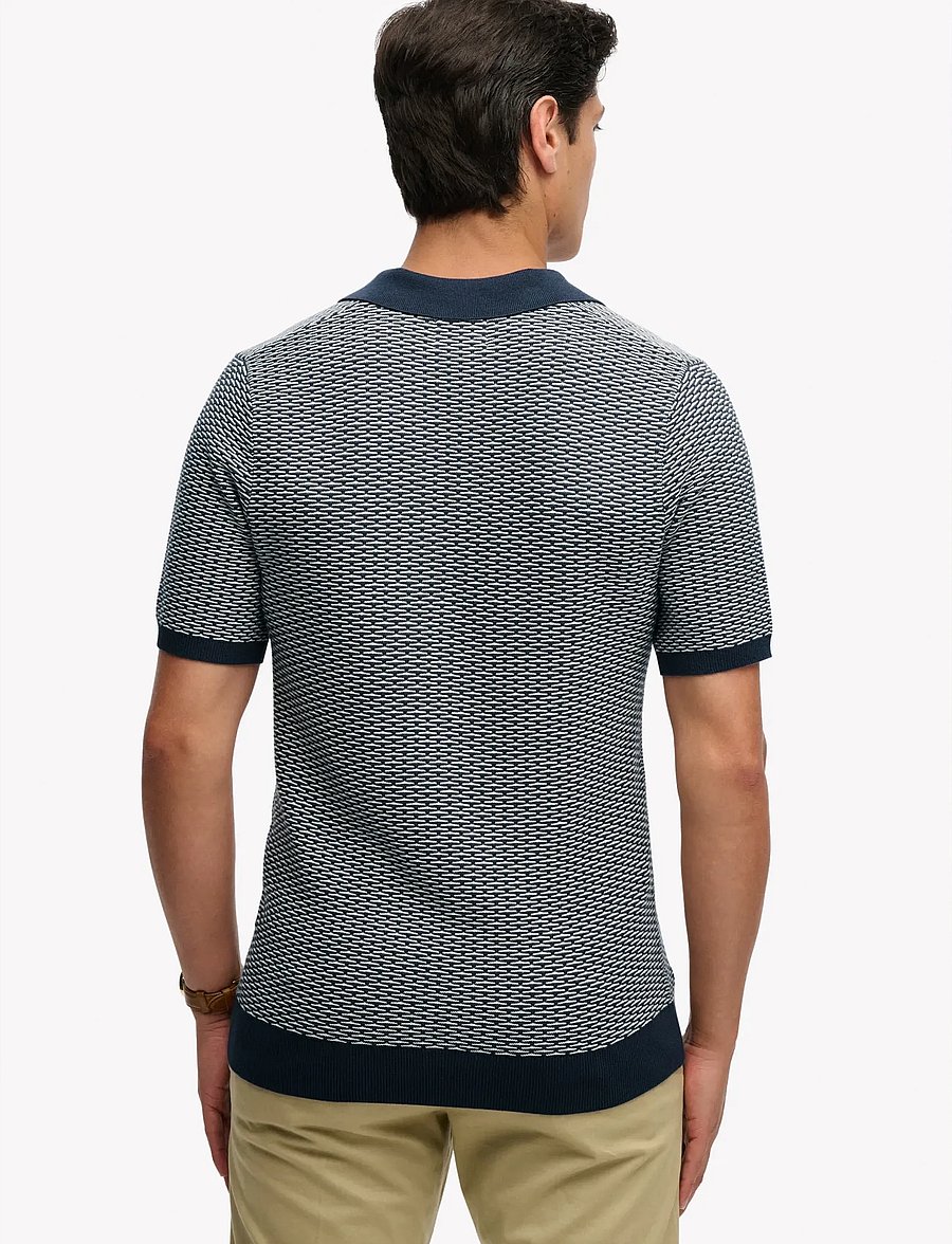 Superdry - JOHNNY COLLAR KNITTED POLO - stickade pikéer - stormy navy jacquard - 5