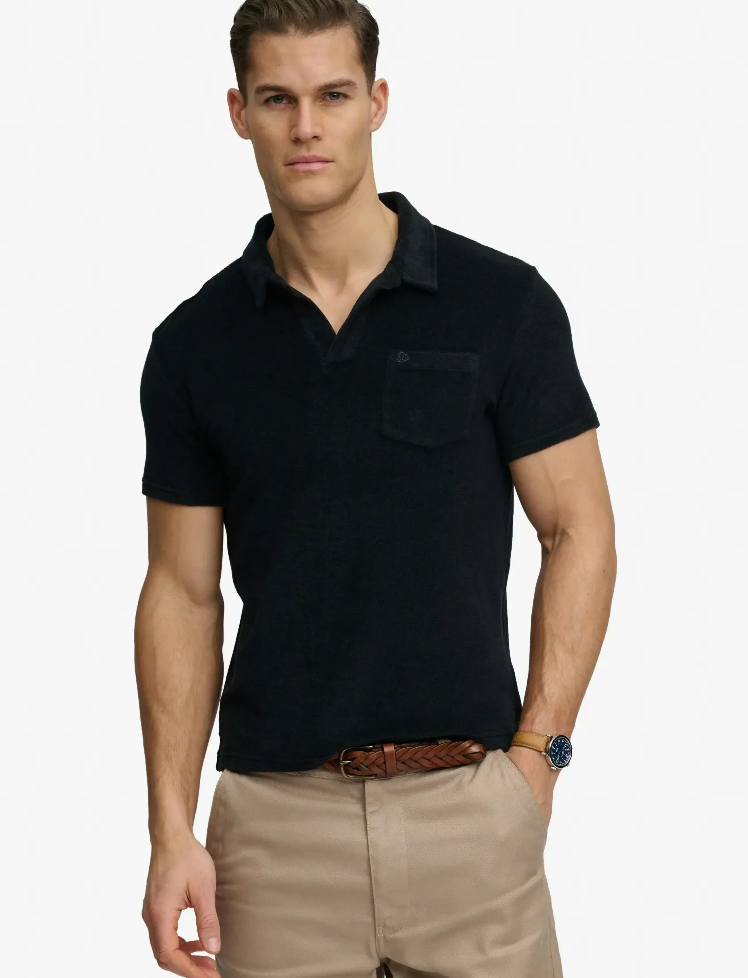 Superdry Towelling Polo, 3XL, Polos, Marineblau - Short-sleeved, Männerswear