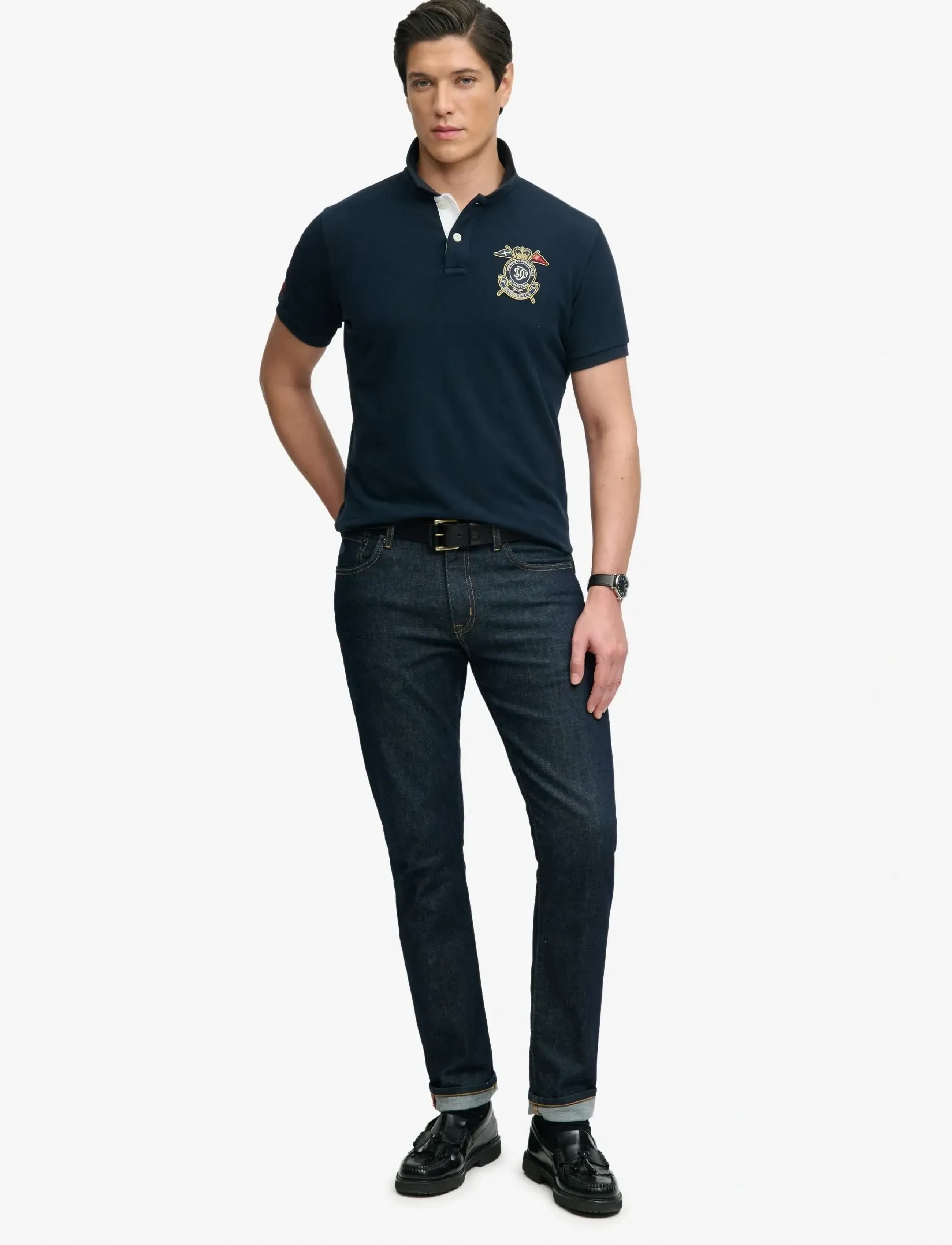 Superdry - CREST POLO - kortärmade pikéer - darkest navy - 2