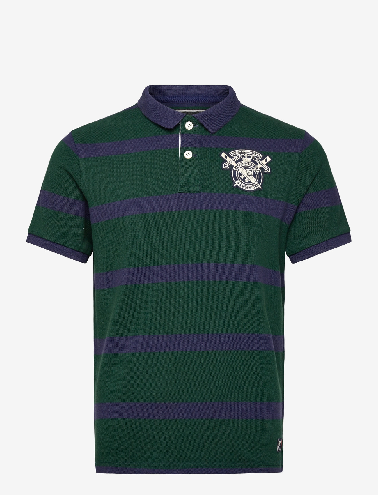 Superdry - CREST STRIPE POLO - kurzärmelig - green/navy stripe - 1