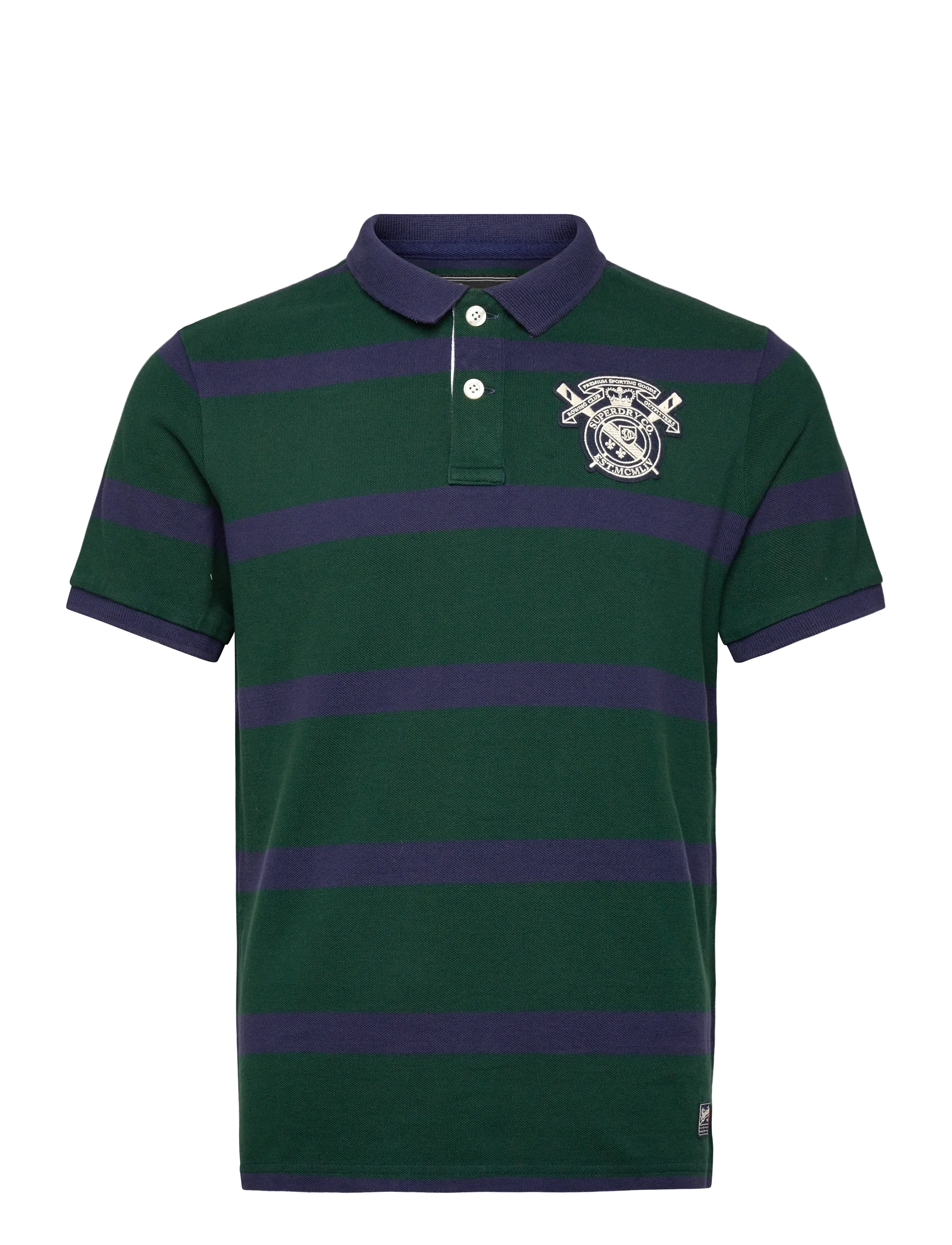 Superdry CREST STRIPE POLO - Superdry - GREEN/NAVY STRIPE / green