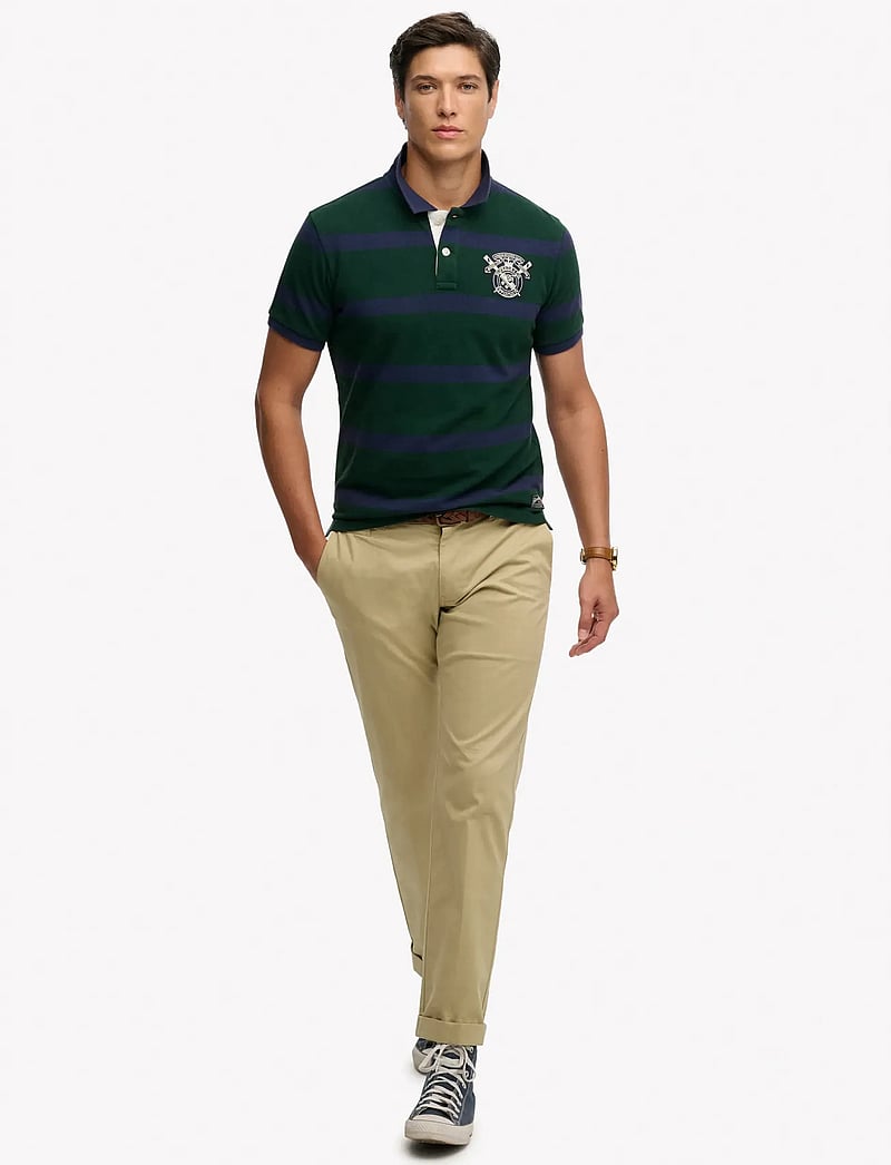 Superdry - CREST STRIPE POLO - lühikeste varrukatega polod - green/navy stripe - 4