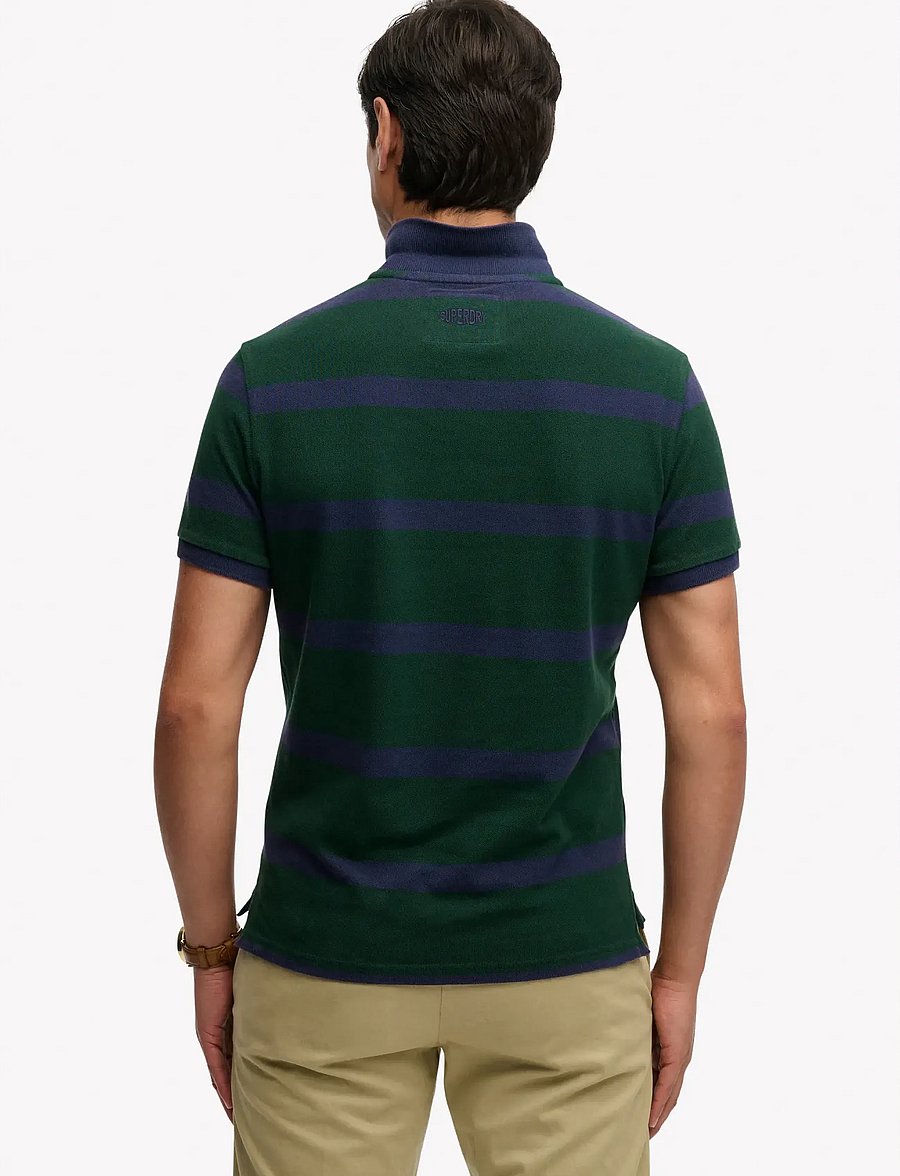 Superdry - CREST STRIPE POLO - short-sleeved polos - green/navy stripe - 5