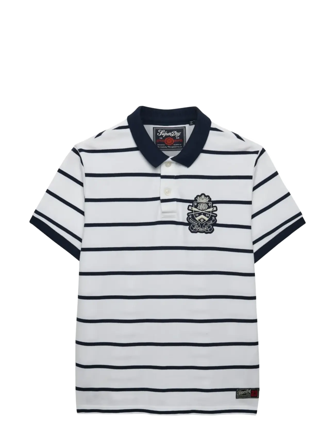 Superdry CREST STRIPE POLO - Superdry - OPTIC/NAVY STRIPE / white