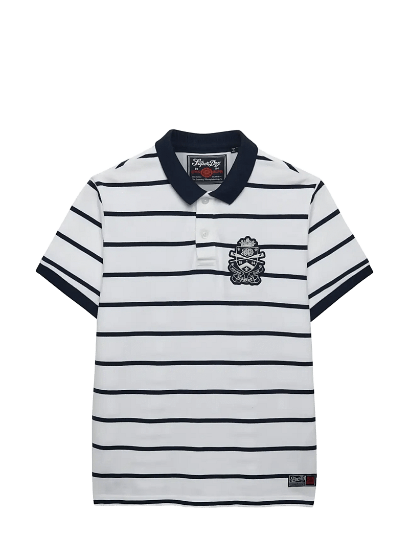 Superdry - CREST STRIPE POLO - short-sleeved polos - optic/navy stripe - 1