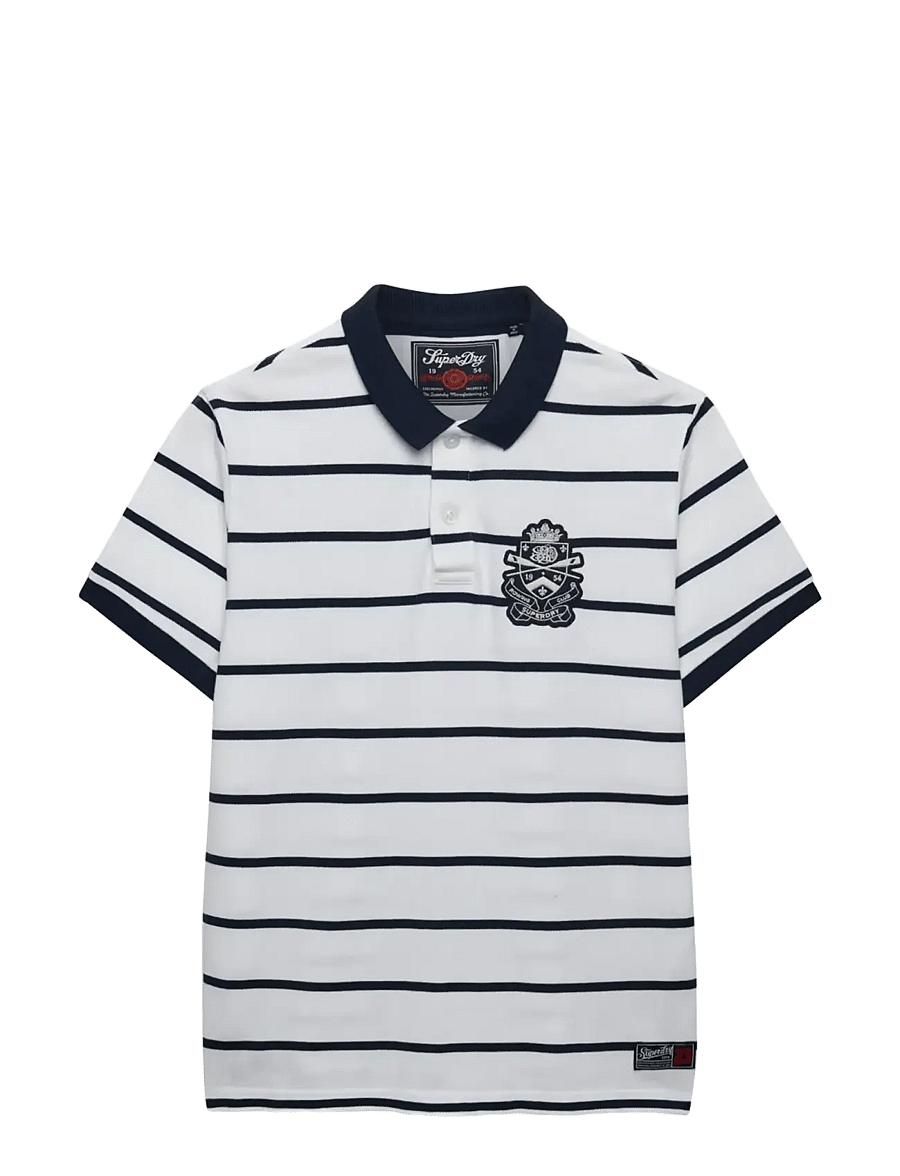 Superdry - CREST STRIPE POLO - kurzärmelig - optic/navy stripe - 1