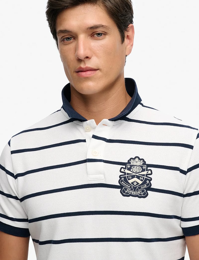 Superdry - CREST STRIPE POLO - short-sleeved polos - optic/navy stripe - 2