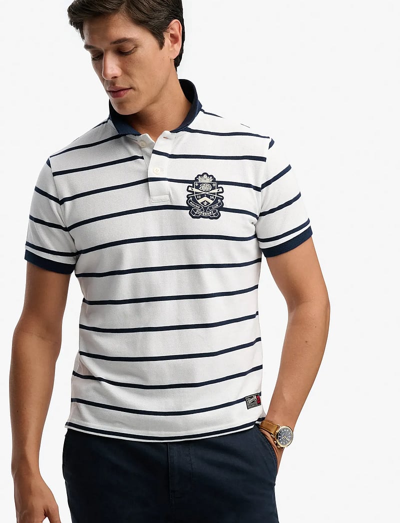 Superdry - CREST STRIPE POLO - short-sleeved polos - optic/navy stripe - 3