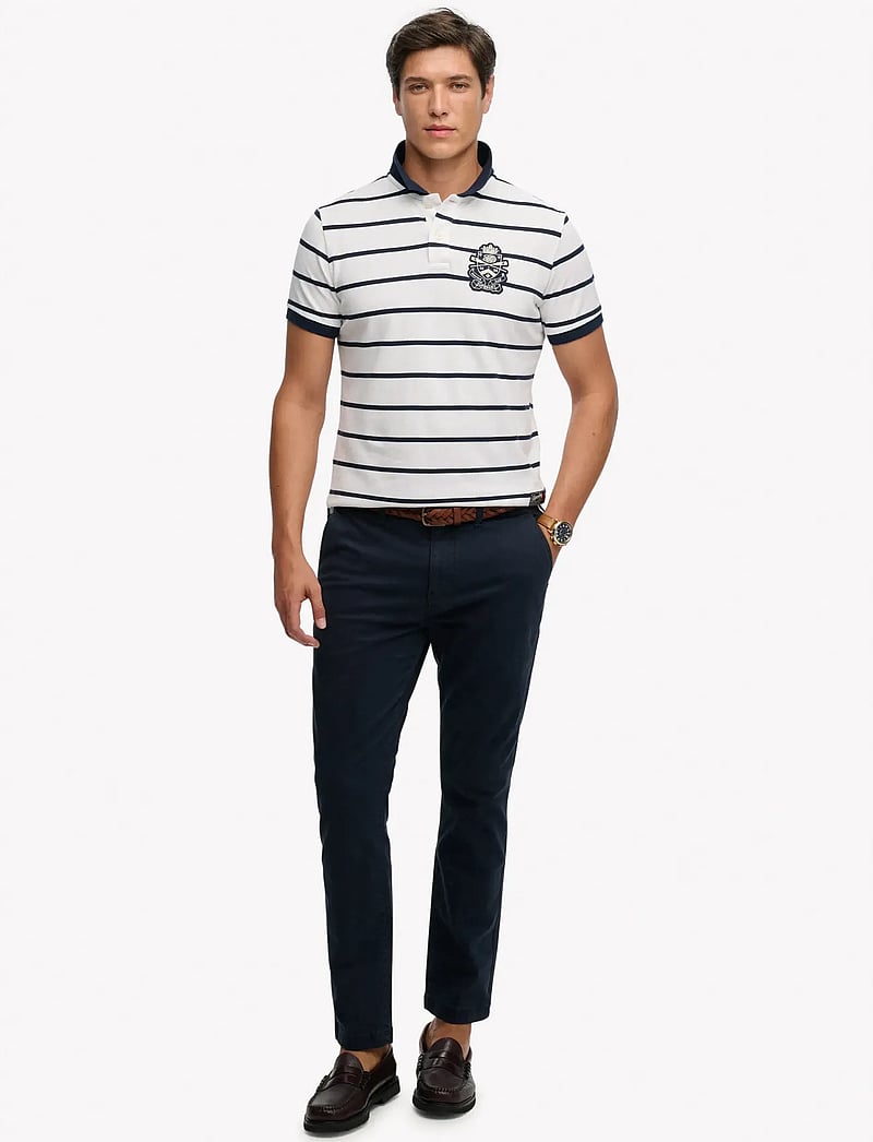 Superdry - CREST STRIPE POLO - short-sleeved polos - optic/navy stripe - 4