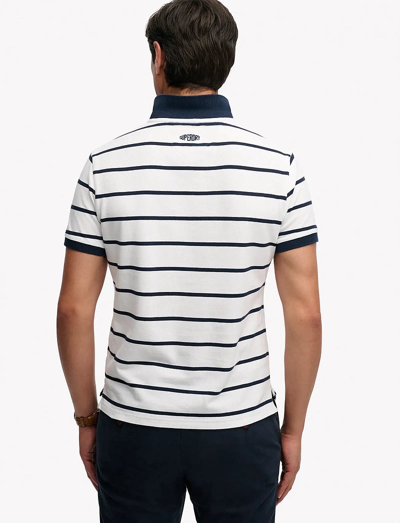Superdry - CREST STRIPE POLO - short-sleeved polos - optic/navy stripe - 5