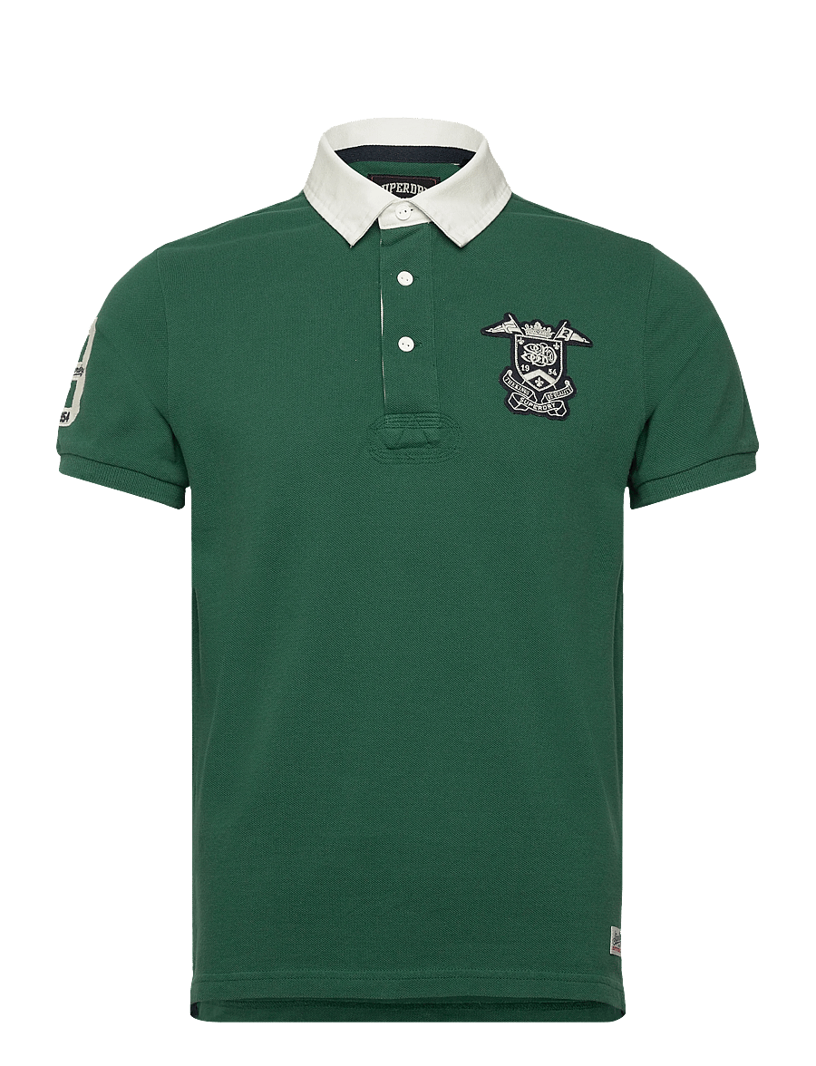 Superdry - VINTAGE PIQUE RUGBY POLO - short-sleeved polos - hunter green - 1