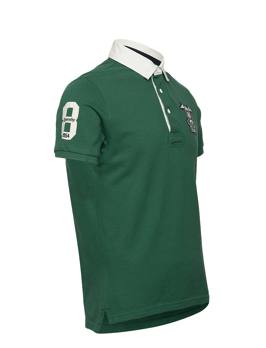 Superdry - VINTAGE PIQUE RUGBY POLO - short-sleeved polos - hunter green - 0