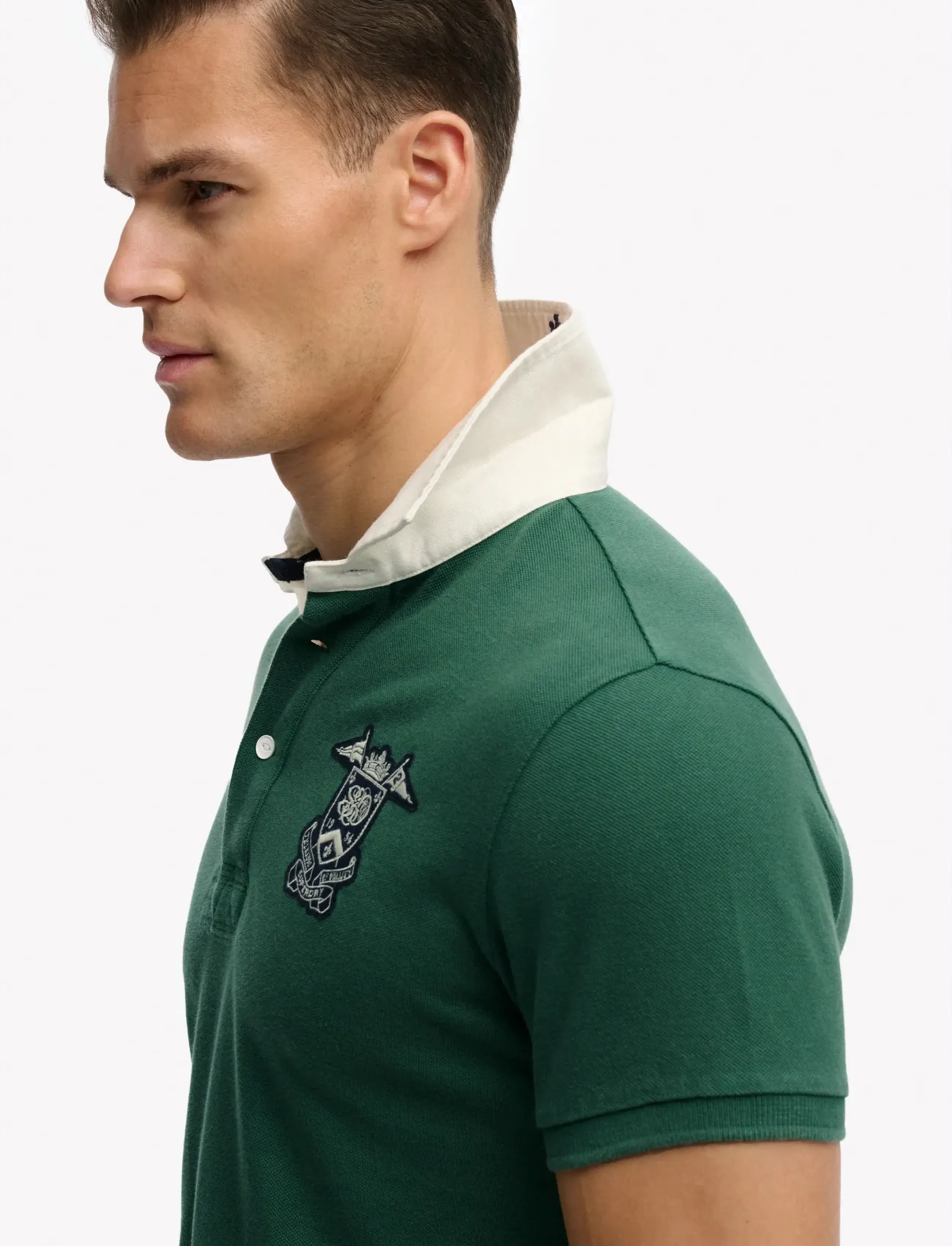 Superdry - VINTAGE PIQUE RUGBY POLO - kortærmede poloer - hunter green - 4
