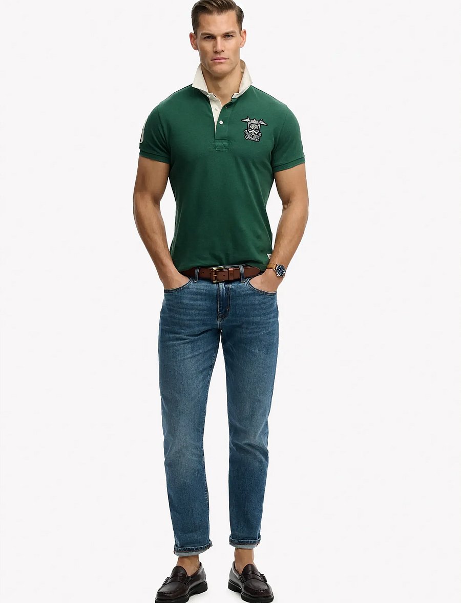Superdry - VINTAGE PIQUE RUGBY POLO - short-sleeved polos - hunter green - 5