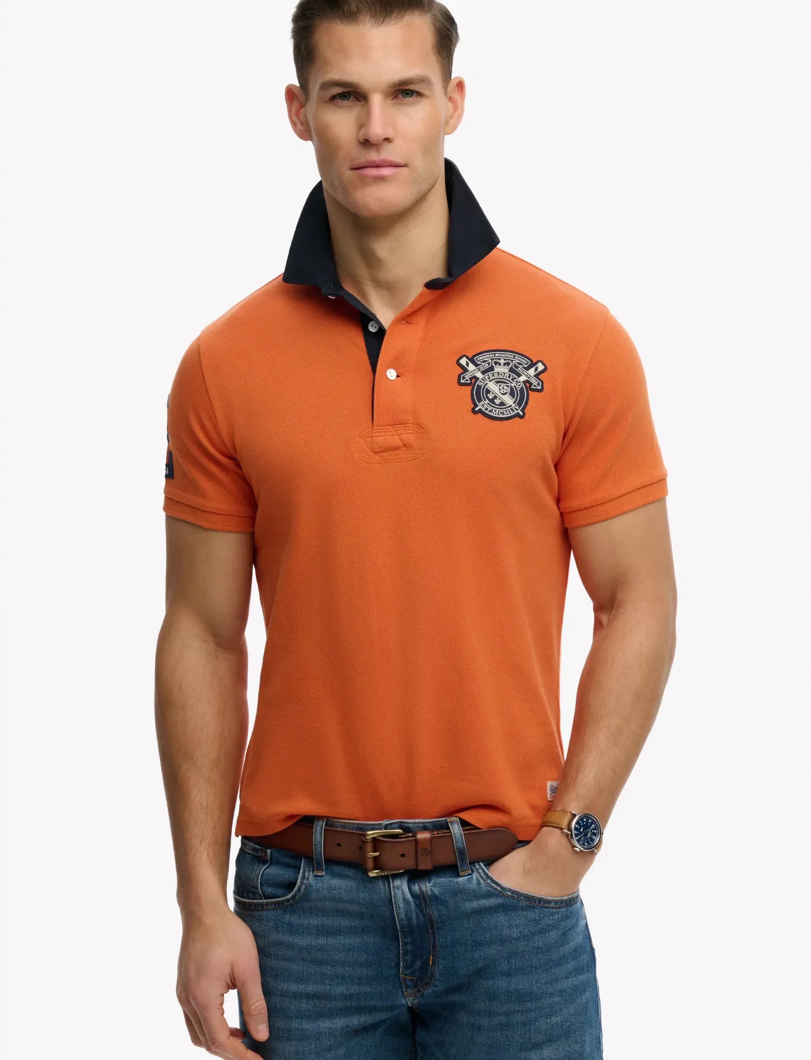 Superdry Vintage Pique Rugby Polo, Mænd, Rugby Polo, Orange, Str: XL