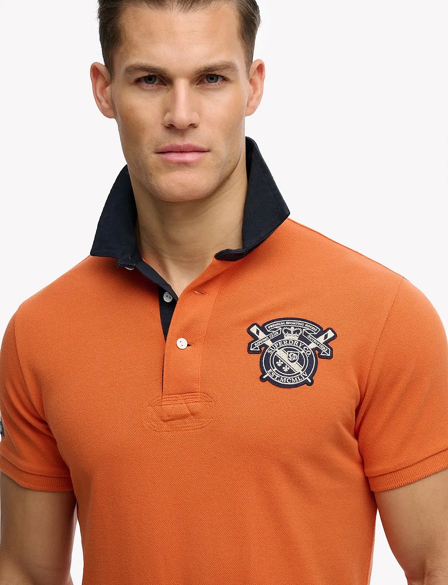 Superdry - VINTAGE PIQUE RUGBY POLO - short-sleeved polos - prep orange - 4