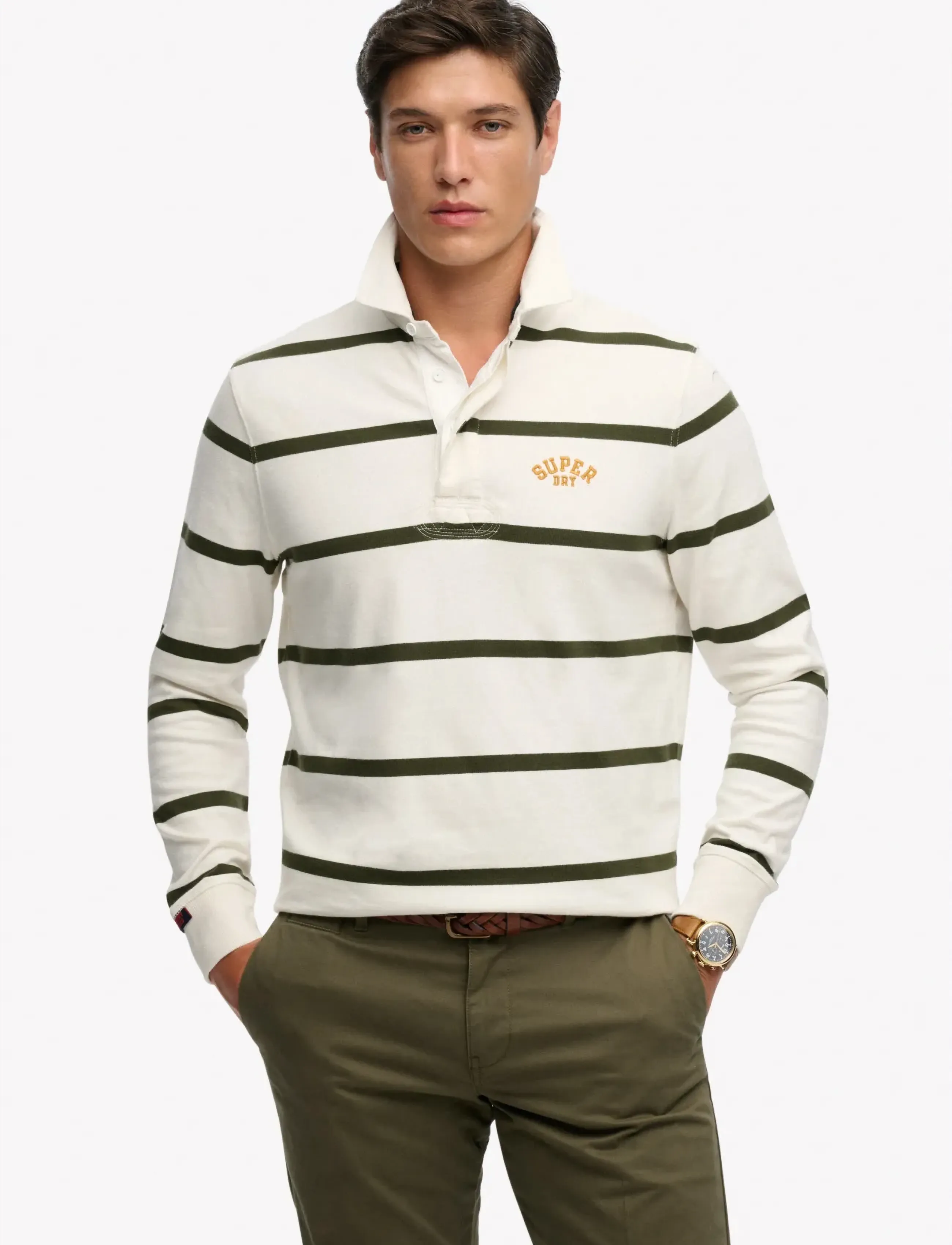 Superdry VINTAGE ATHLETIC STRIPE RUGBY - Tøj - ATHLETIC WHITE STRIPE / white