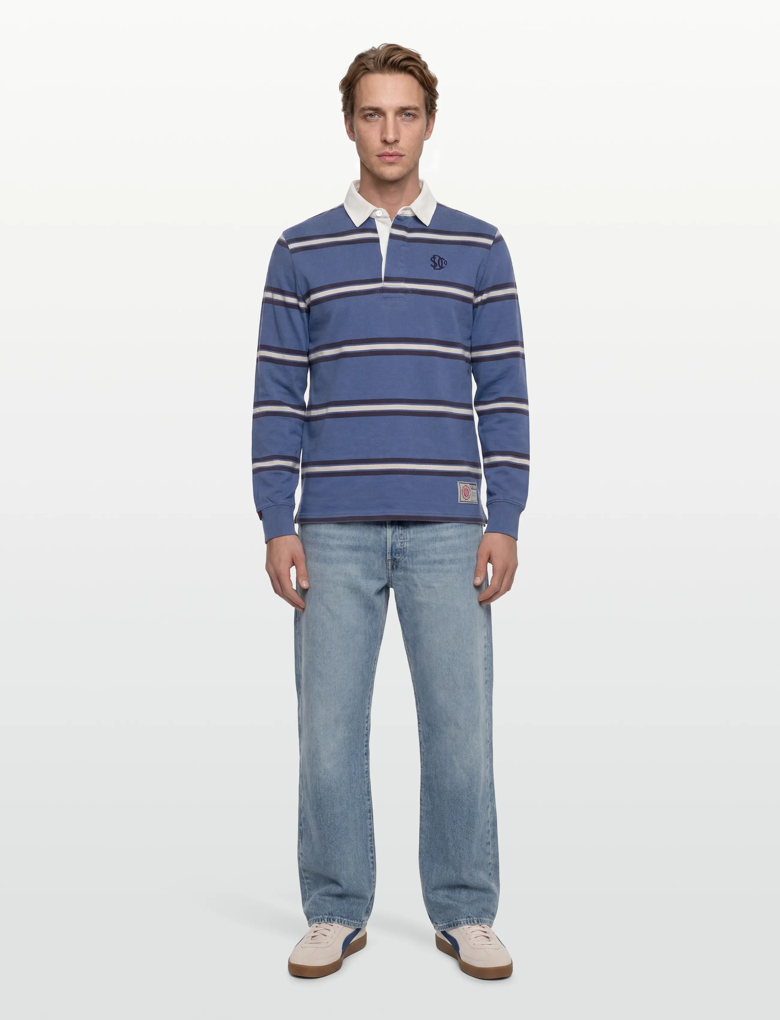 Superdry Vintage Athletic Stripe Rugby, XXL, Blue, Poloer > Langærmede, Herre