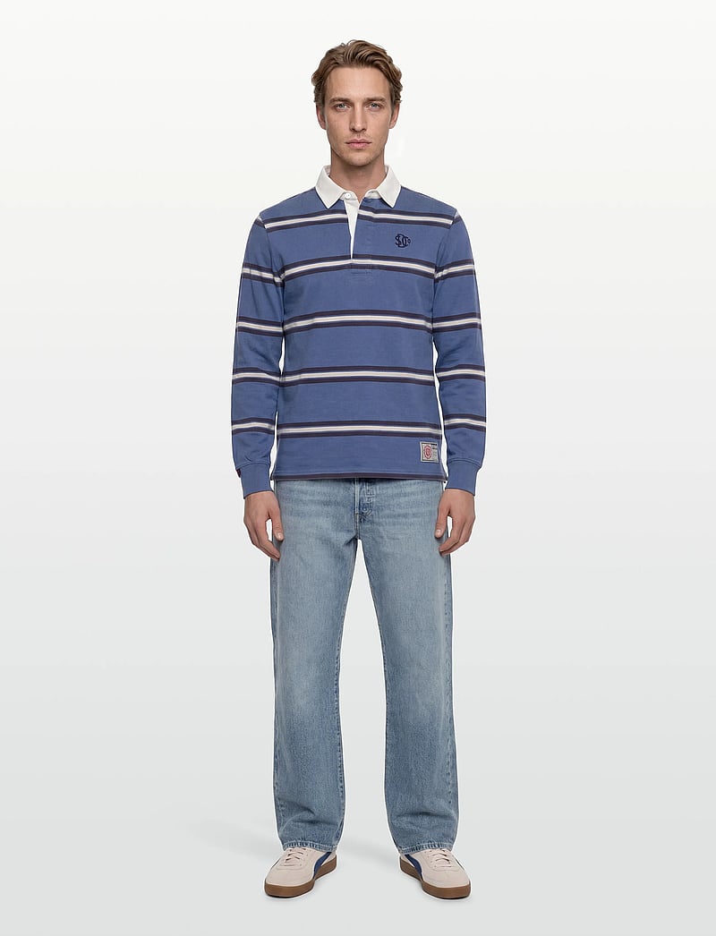 Superdry - VINTAGE ATHLETIC STRIPE RUGBY - langärmelig - blue stripe - 0