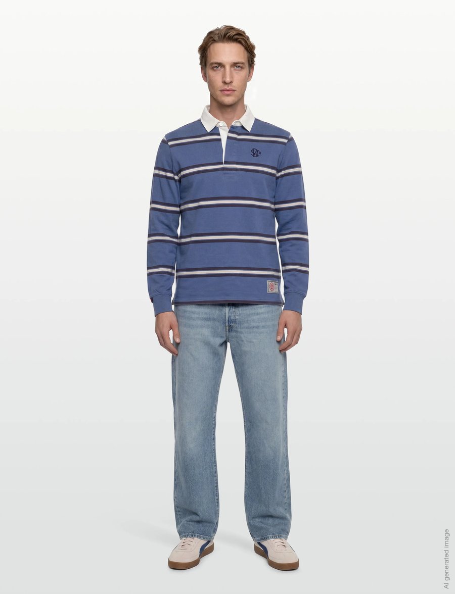 Superdry - VINTAGE ATHLETIC STRIPE RUGBY - langärmelig - blue stripe - 0