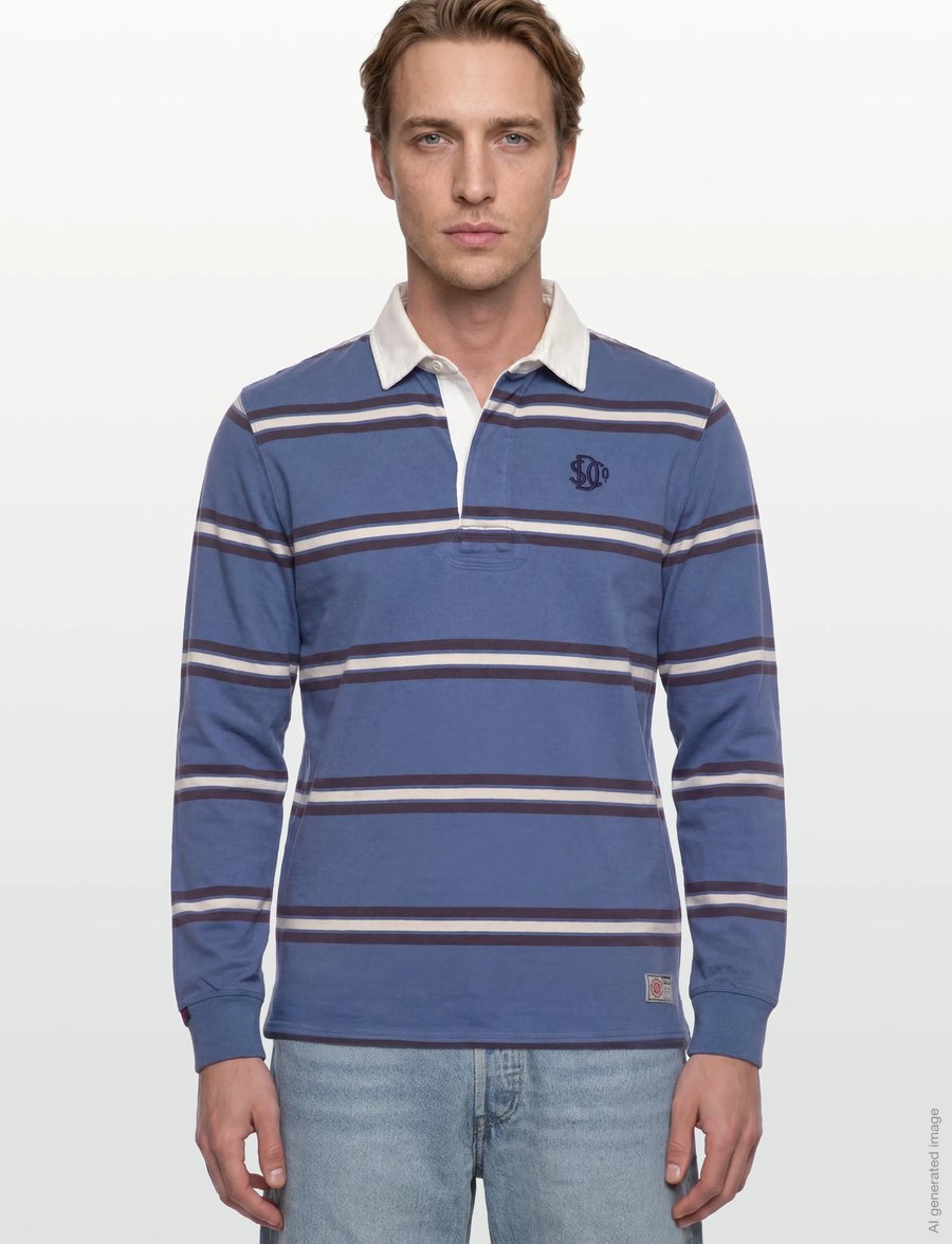 Superdry - VINTAGE ATHLETIC STRIPE RUGBY - langärmelig - blue stripe - 3