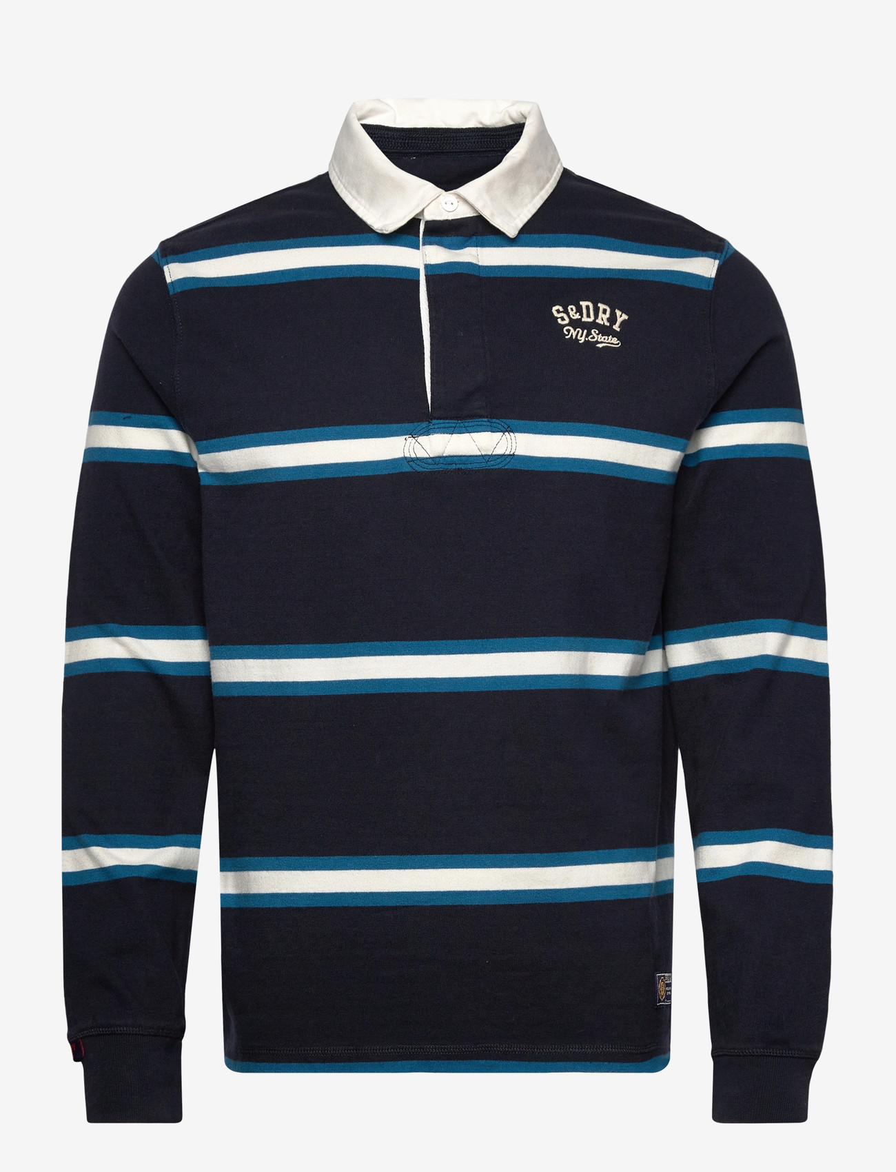 Superdry - VINTAGE ATHLETIC STRIPE RUGBY - langærmede poloer - navy stripe - 1