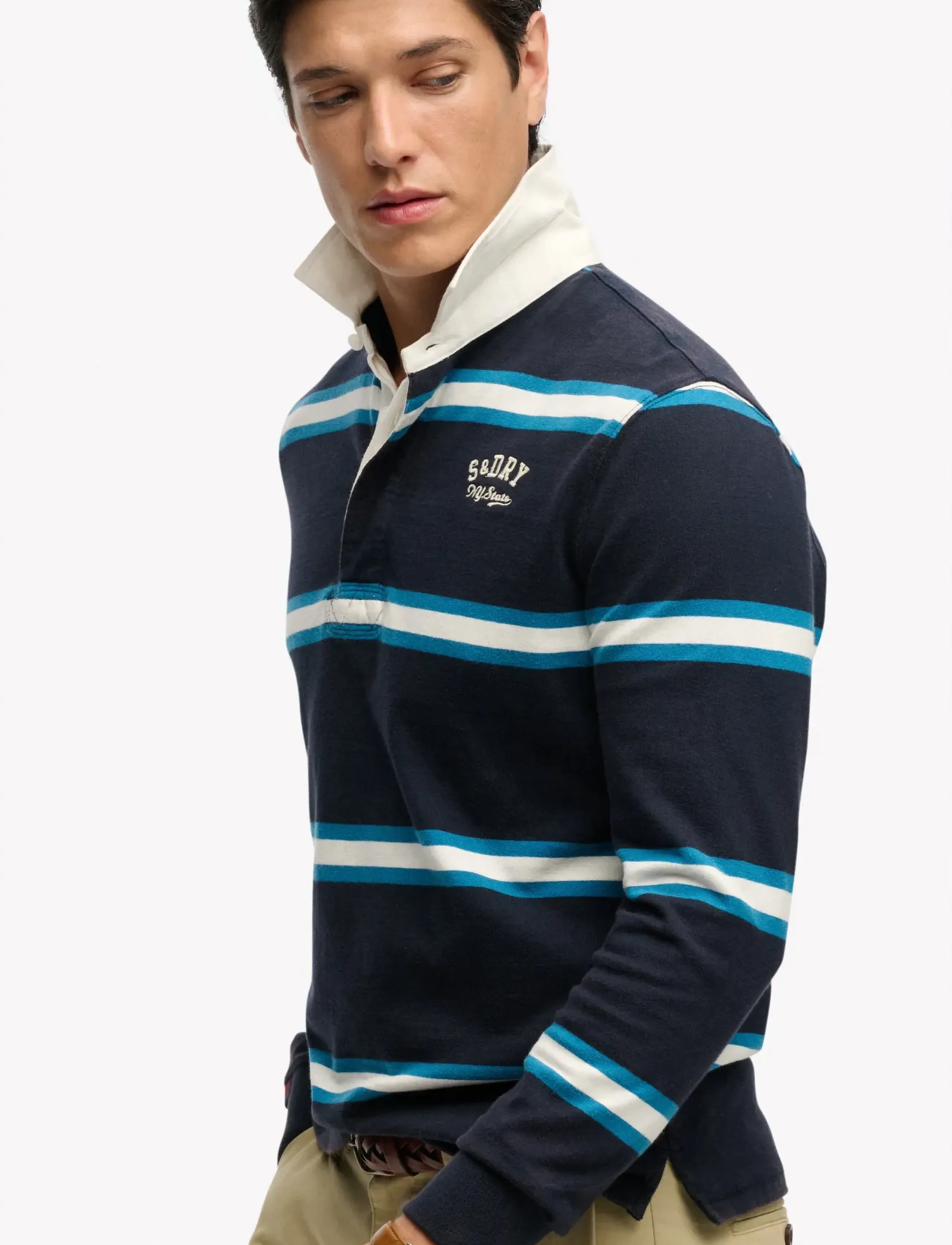 Superdry - VINTAGE ATHLETIC STRIPE RUGBY - langärmelig - navy stripe - 4