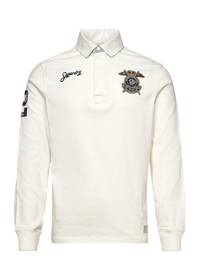 Superdry - DOUBLE EMBLEM RUGBY - langærmede poloer - chalk white - 1