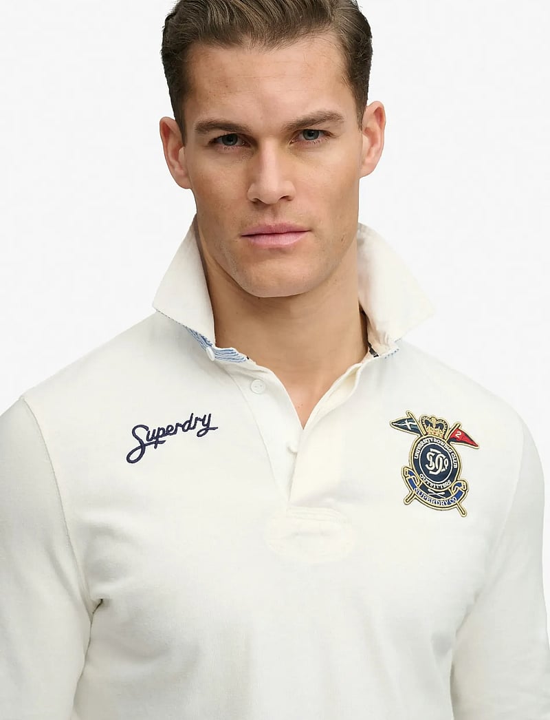 Superdry - DOUBLE EMBLEM RUGBY - langærmede poloer - chalk white - 3
