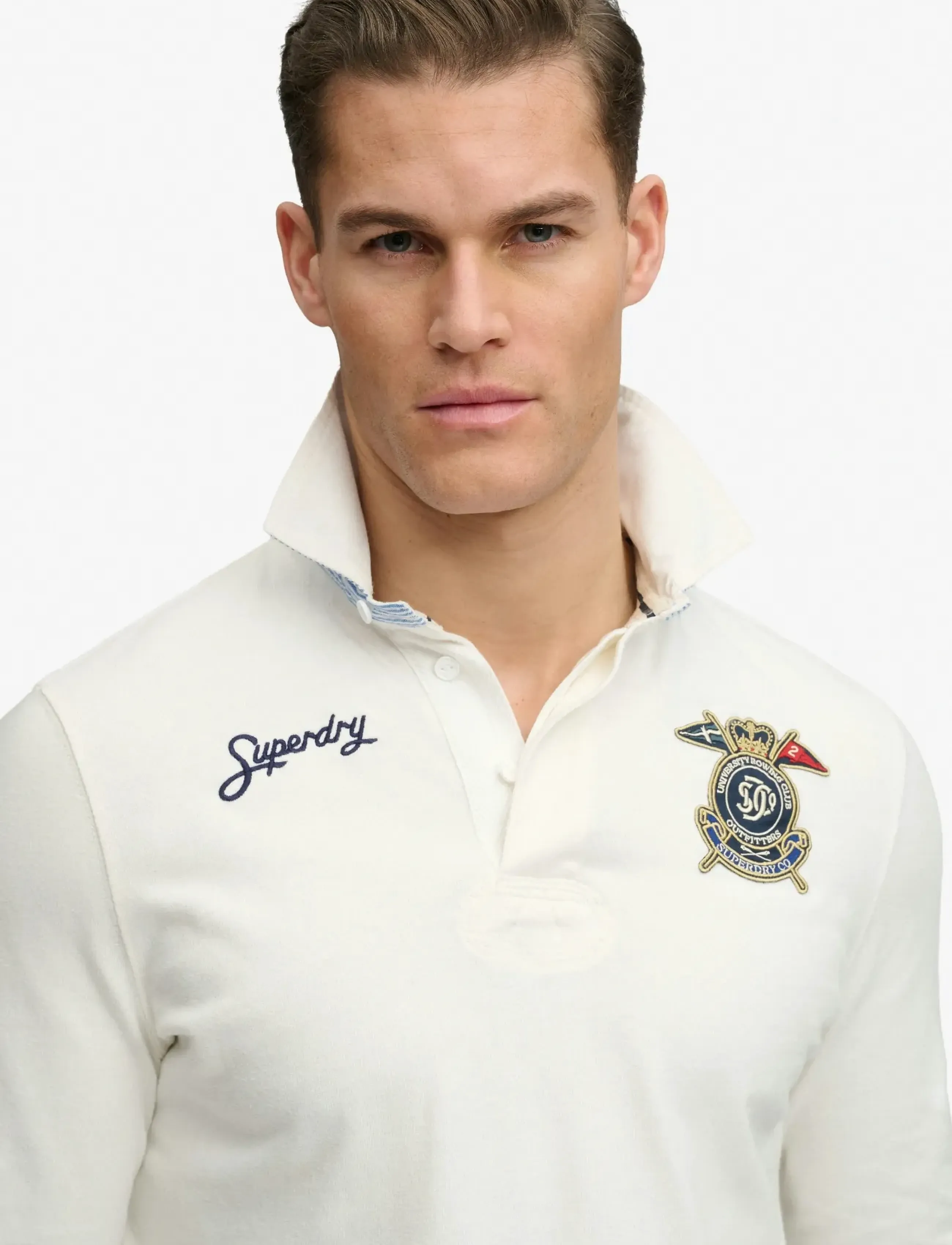 Superdry - DOUBLE EMBLEM RUGBY - long-sleeved polos - chalk white - 3