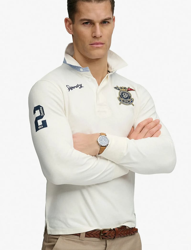 Superdry - DOUBLE EMBLEM RUGBY - langærmede poloer - chalk white - 4