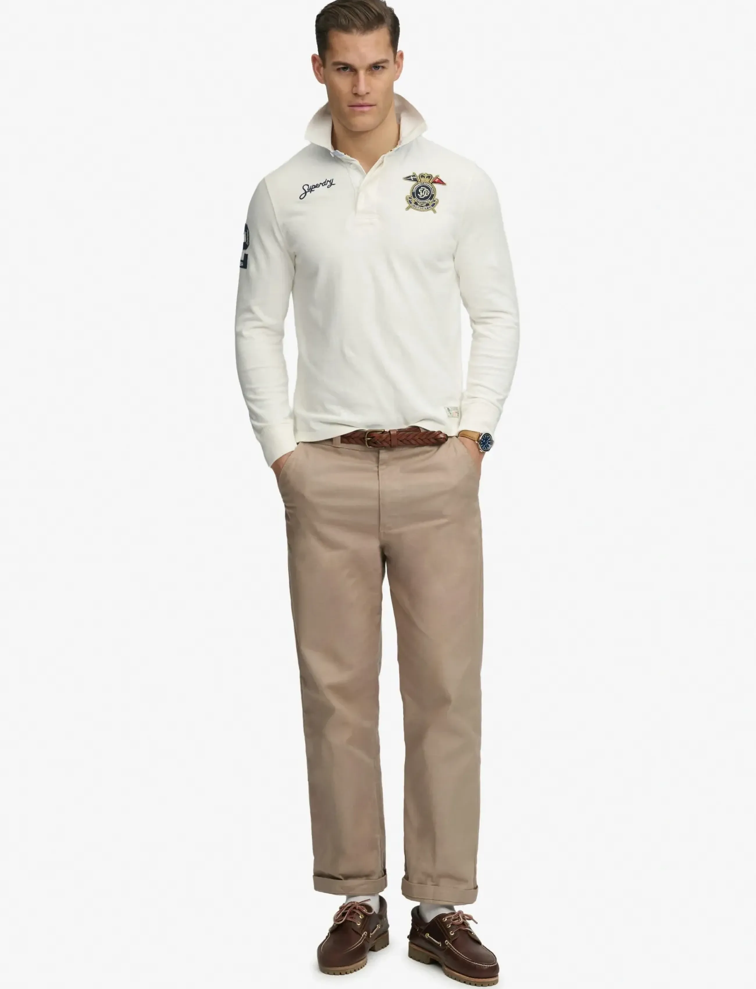 Superdry - DOUBLE EMBLEM RUGBY - long-sleeved polos - chalk white - 5