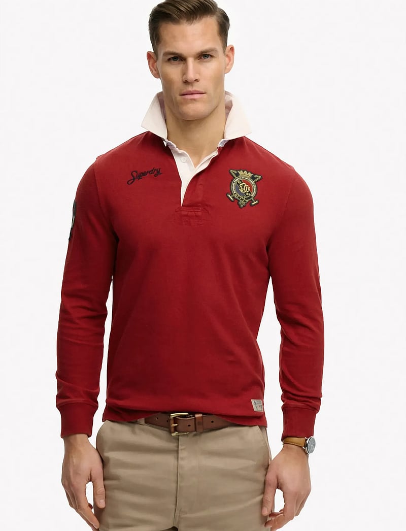 Superdry - DOUBLE EMBLEM RUGBY - pikkade varrukatega polod - prep red - 0