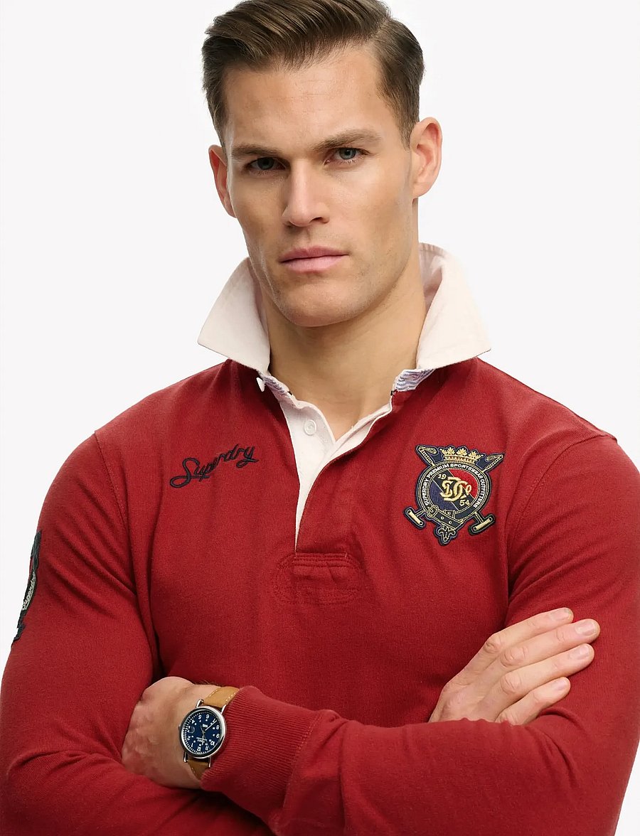 Superdry - DOUBLE EMBLEM RUGBY - pikkade varrukatega polod - prep red - 3