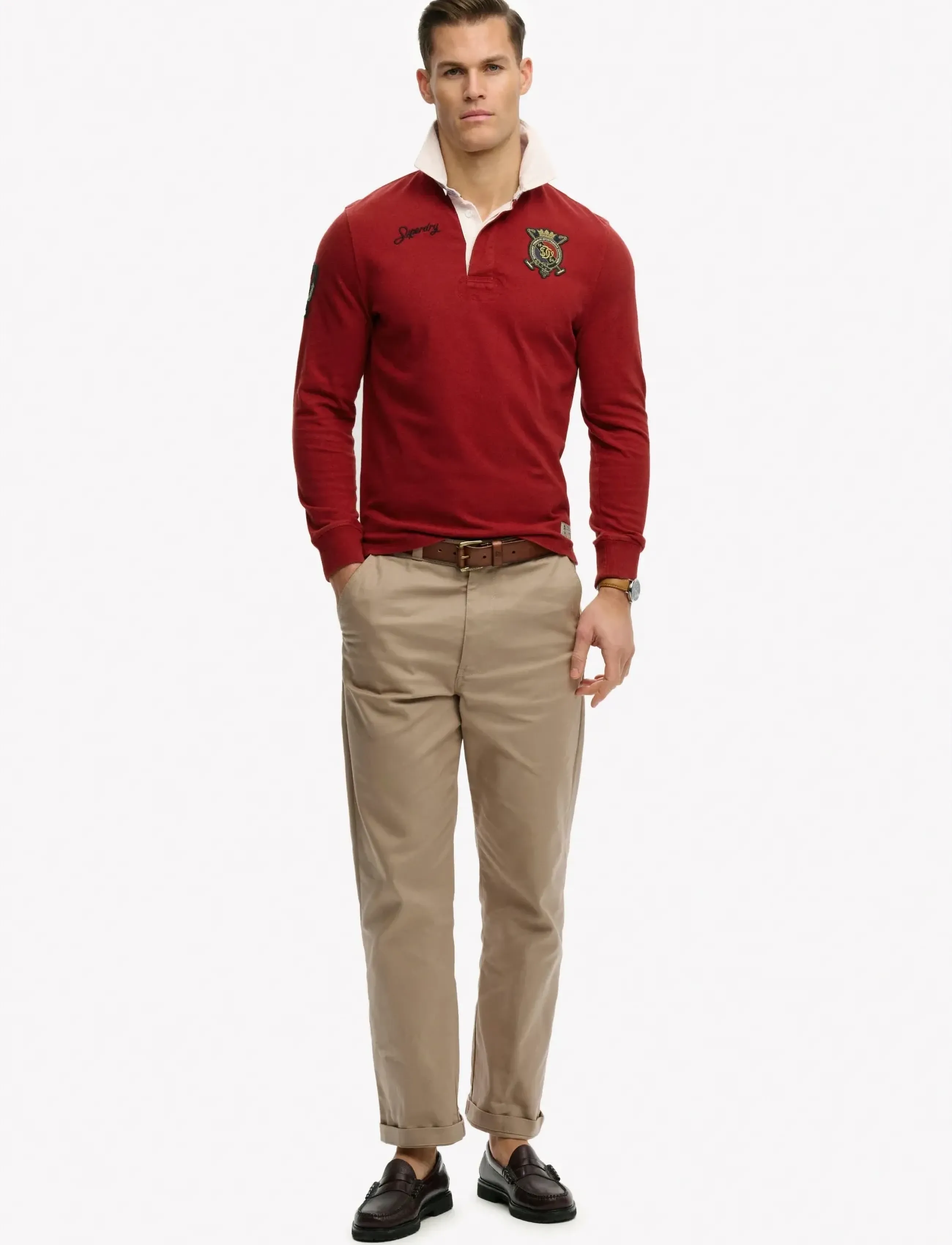 Superdry - DOUBLE EMBLEM RUGBY - long-sleeved polos - prep red - 5
