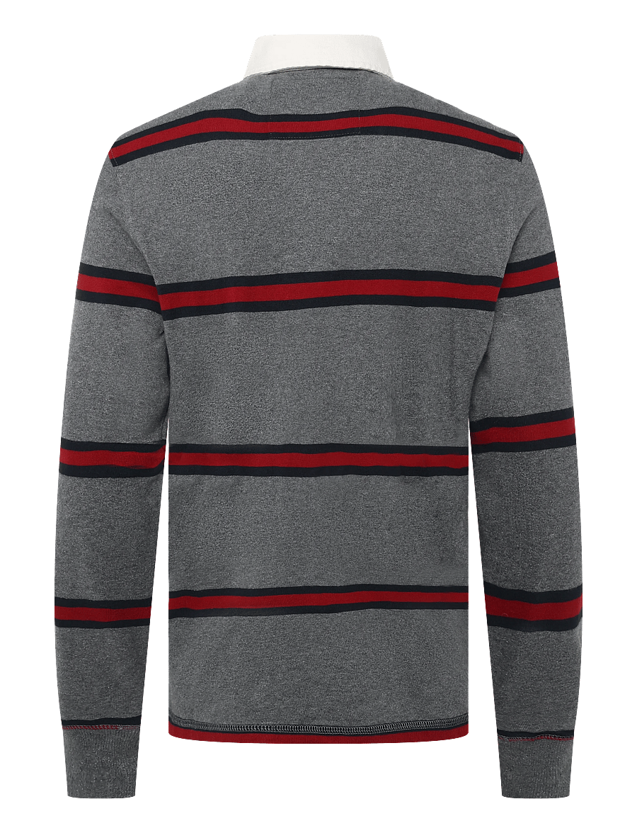 Superdry - DOUBLE EMBLEM STRIPE RUGBY - langärmelig - antique grey marl stripe - 2