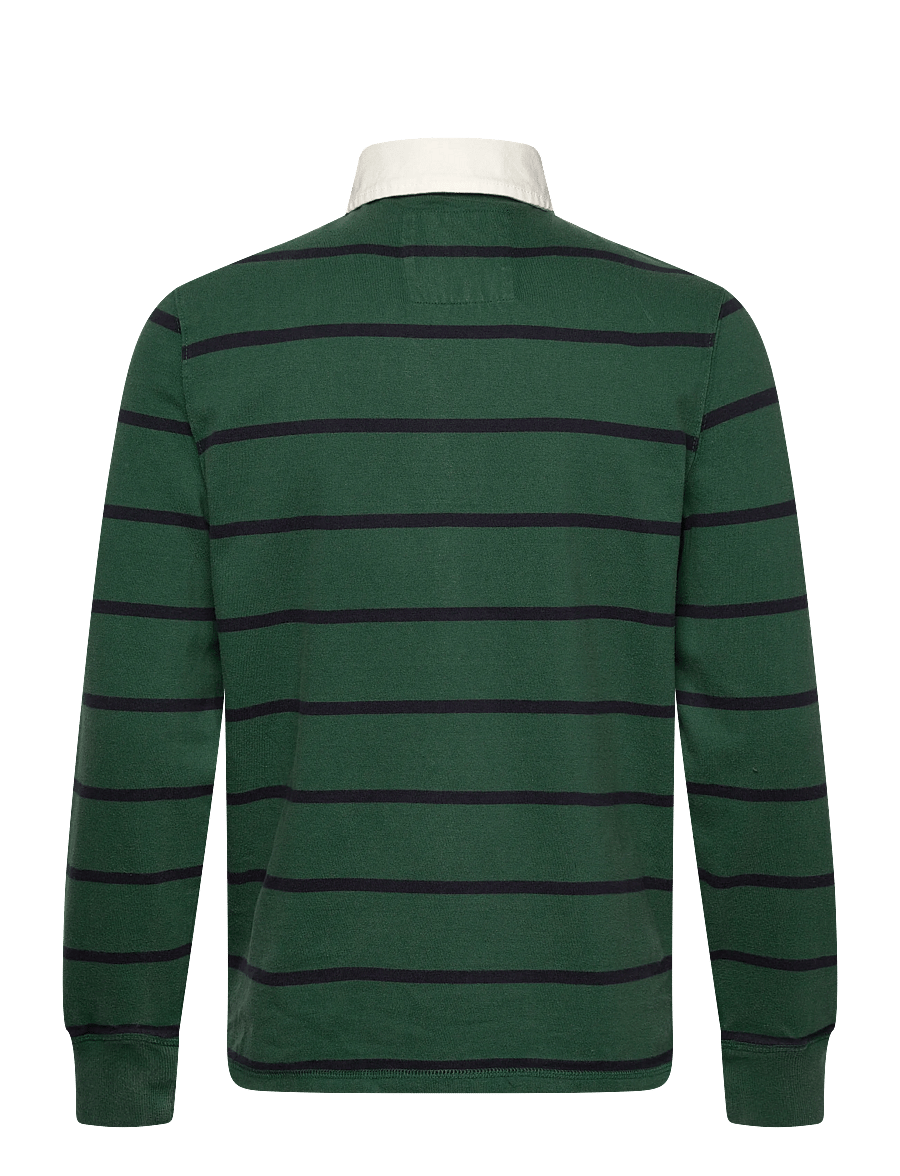 Superdry - DOUBLE EMBLEM STRIPE RUGBY - langerma pólóbolir - hunter green stripe - 2