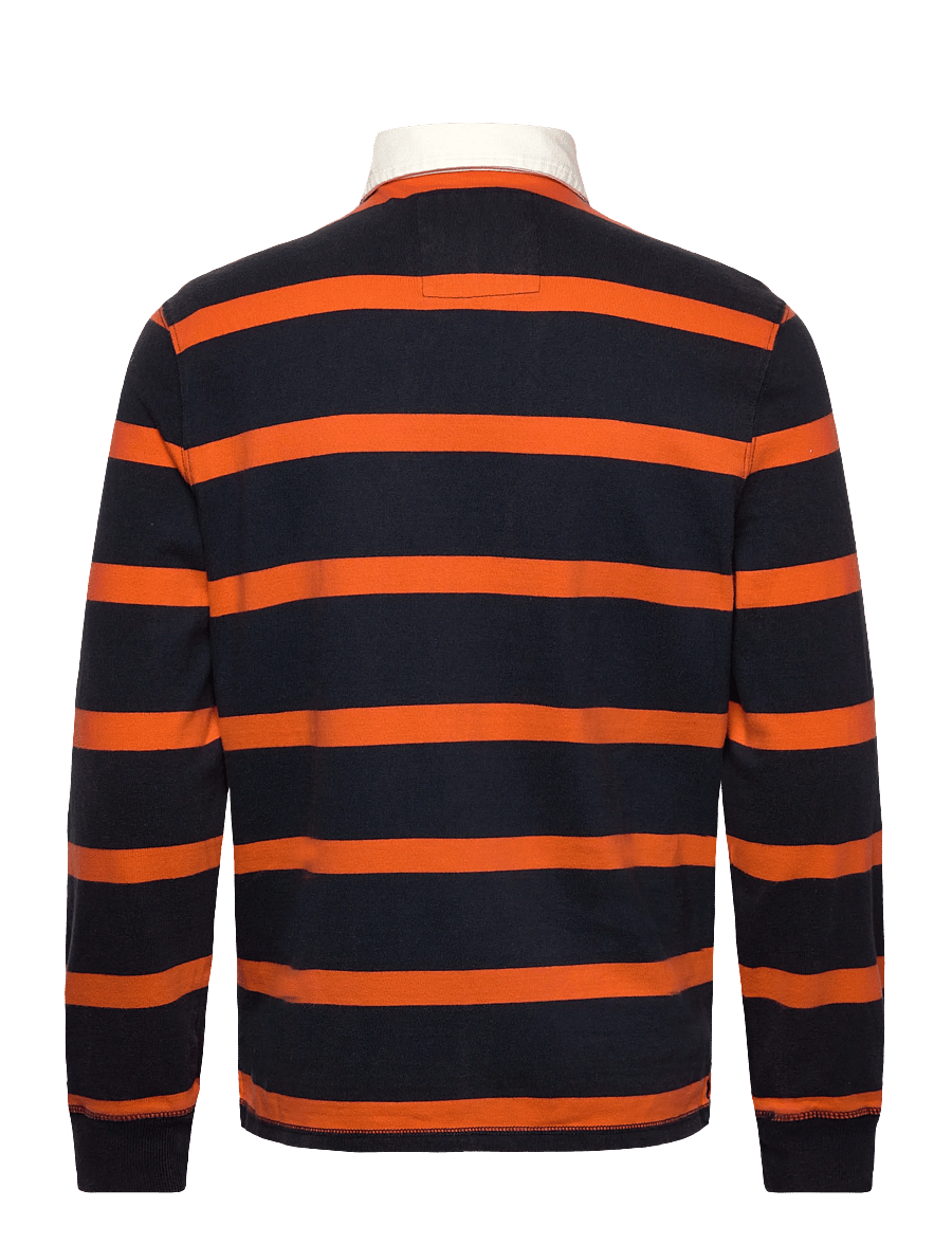 Superdry - DOUBLE EMBLEM STRIPE RUGBY - langermede - navy/orange stripe - 2