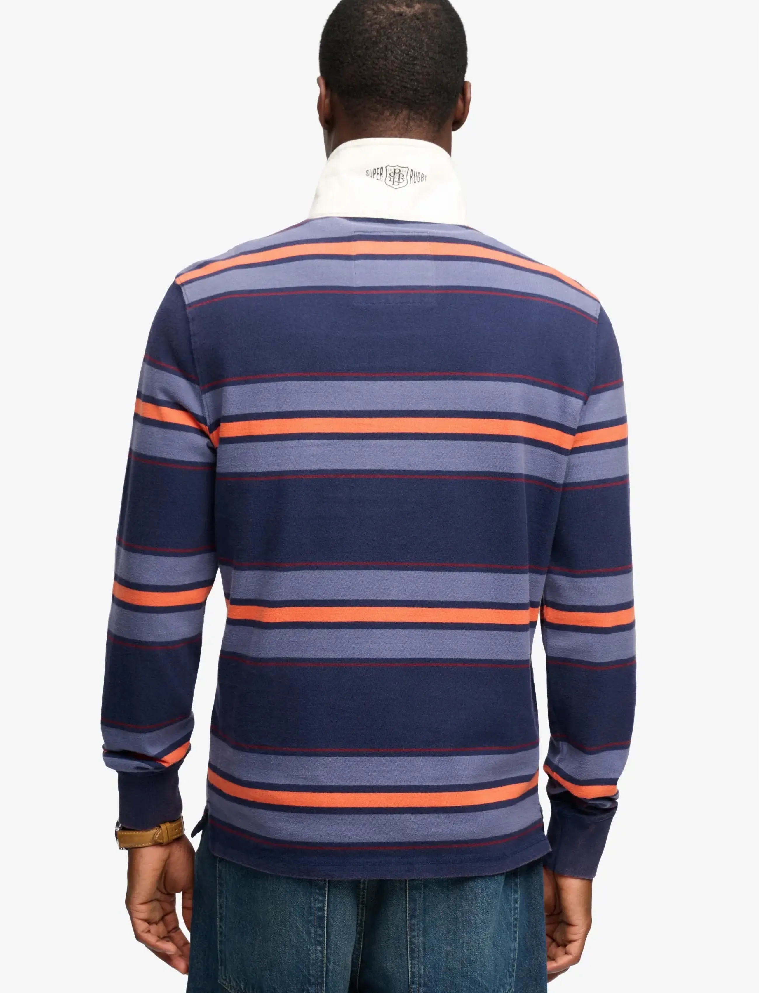 Superdry - DOUBLE EMBLEM STRIPE RUGBY - langärmelig - orange/navy stripe - 2