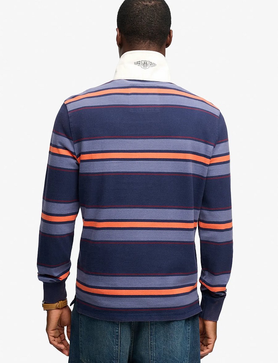 Superdry - DOUBLE EMBLEM STRIPE RUGBY - langärmelig - orange/navy stripe - 2