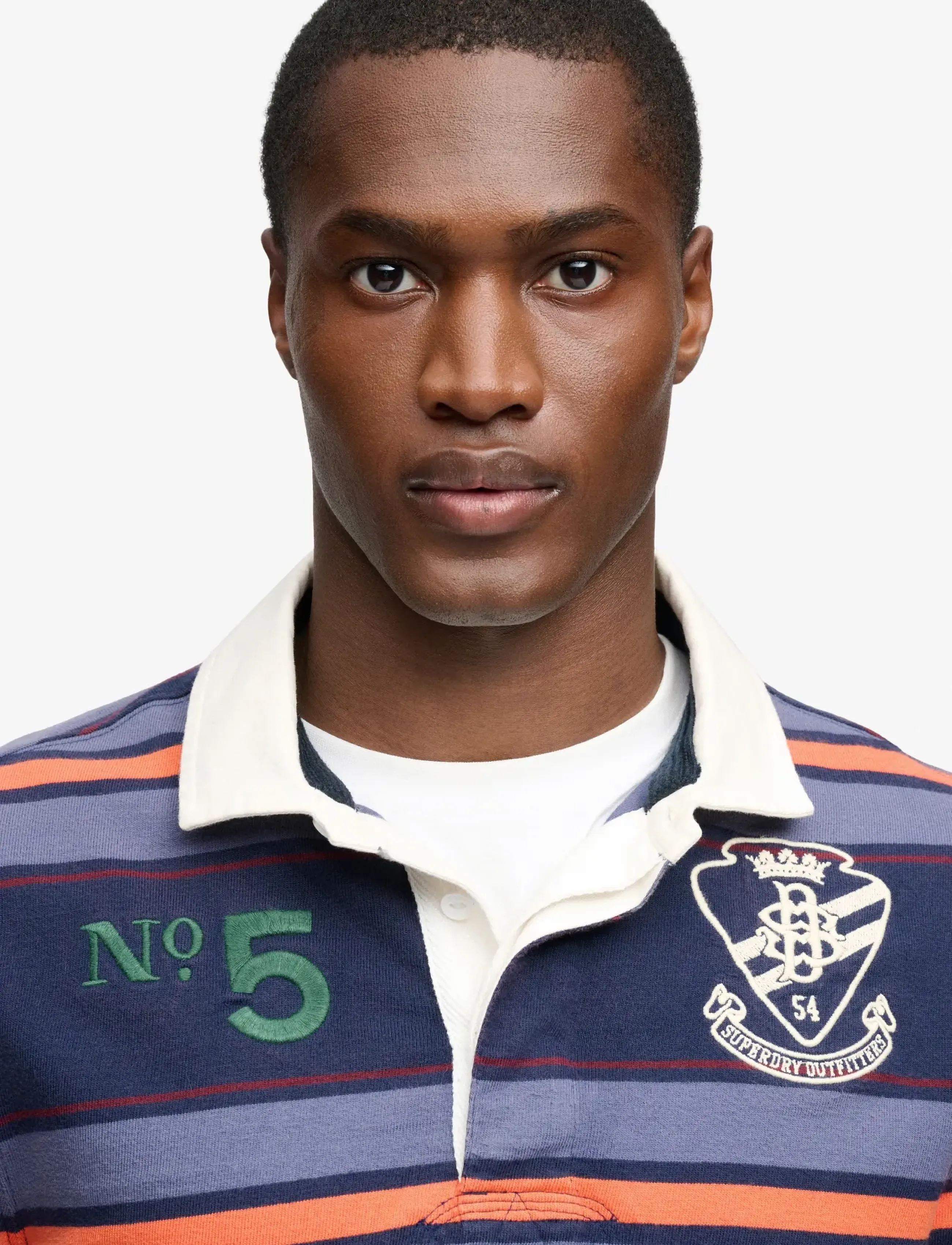 Superdry - DOUBLE EMBLEM STRIPE RUGBY - langärmelig - orange/navy stripe - 3
