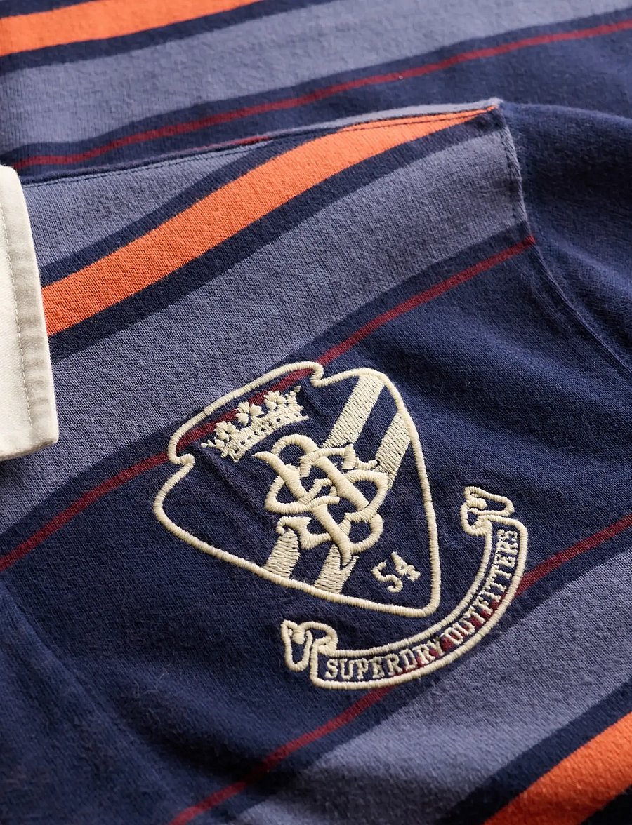 Superdry - DOUBLE EMBLEM STRIPE RUGBY - langärmelig - orange/navy stripe - 4