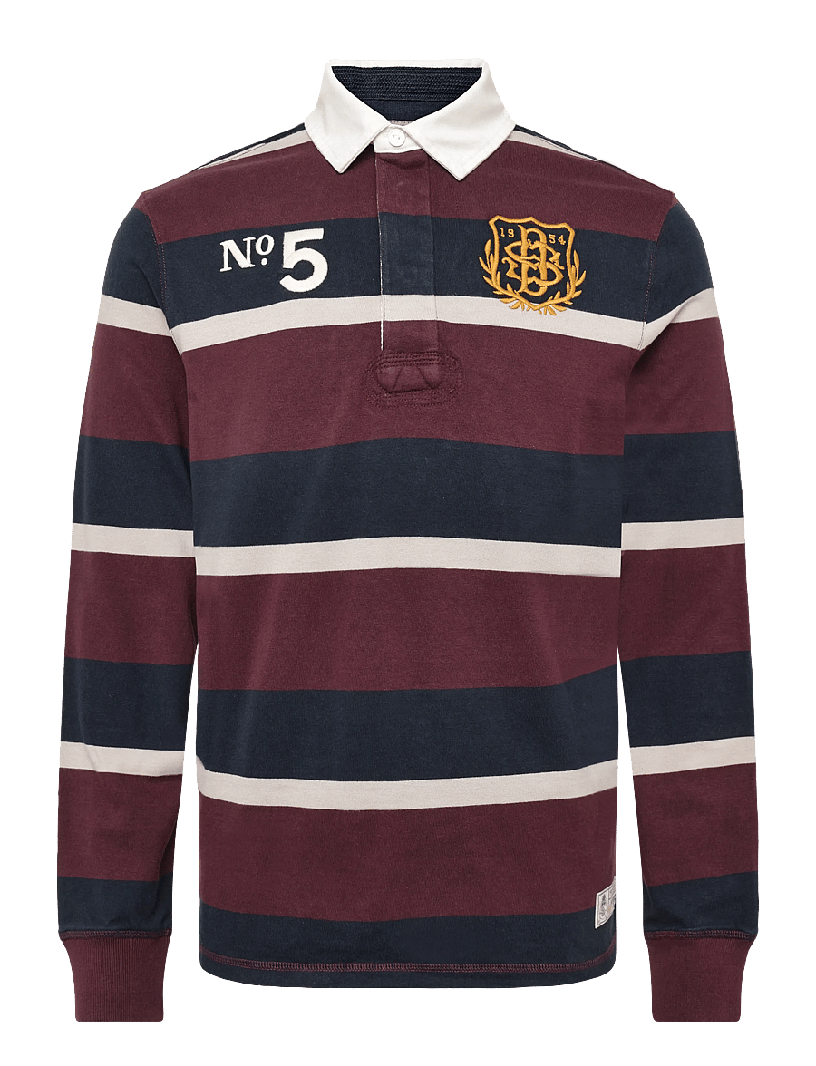 Superdry - DOUBLE EMBLEM STRIPE RUGBY - långärmade pikéer - port/navy stripe - 1